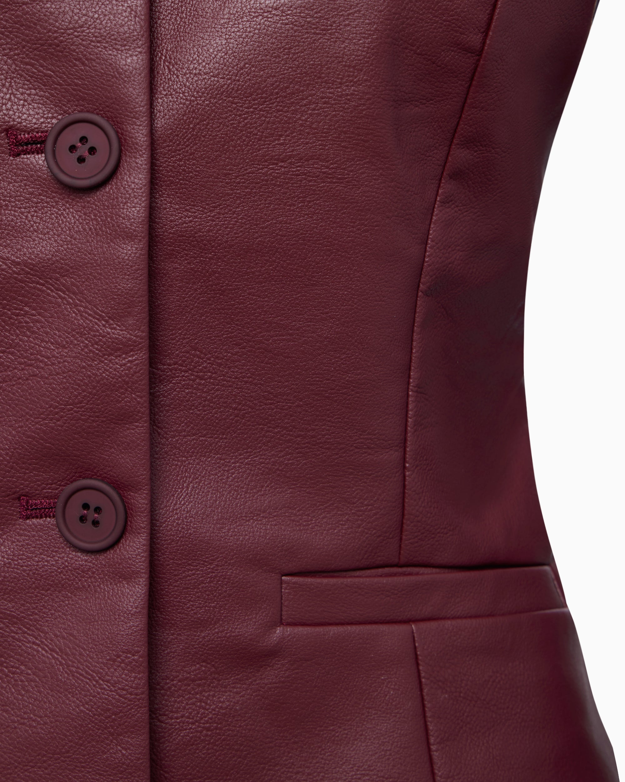 Faux Leather Fitted Blazer | Merlot