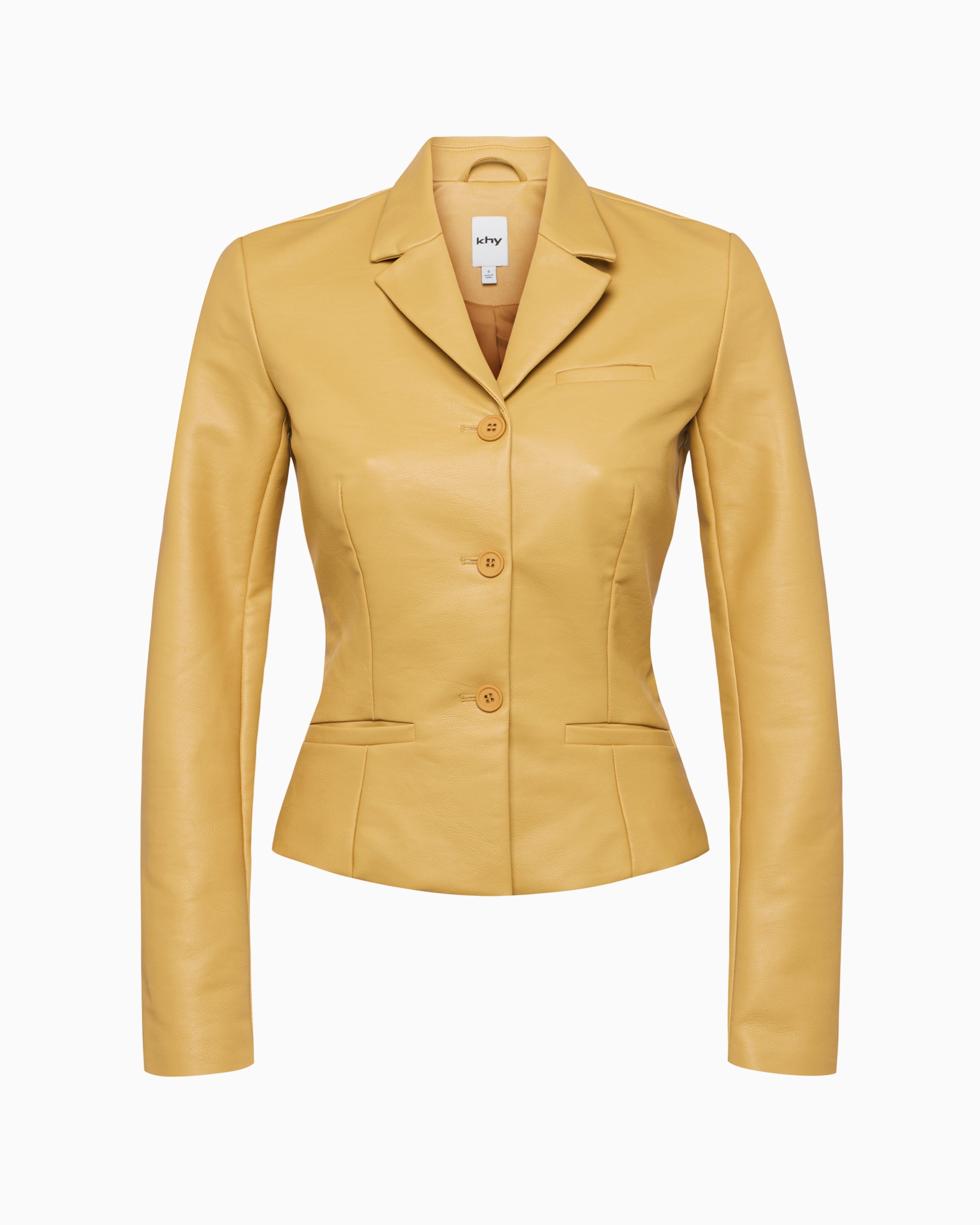 Faux Leather Fitted Blazer | Honey