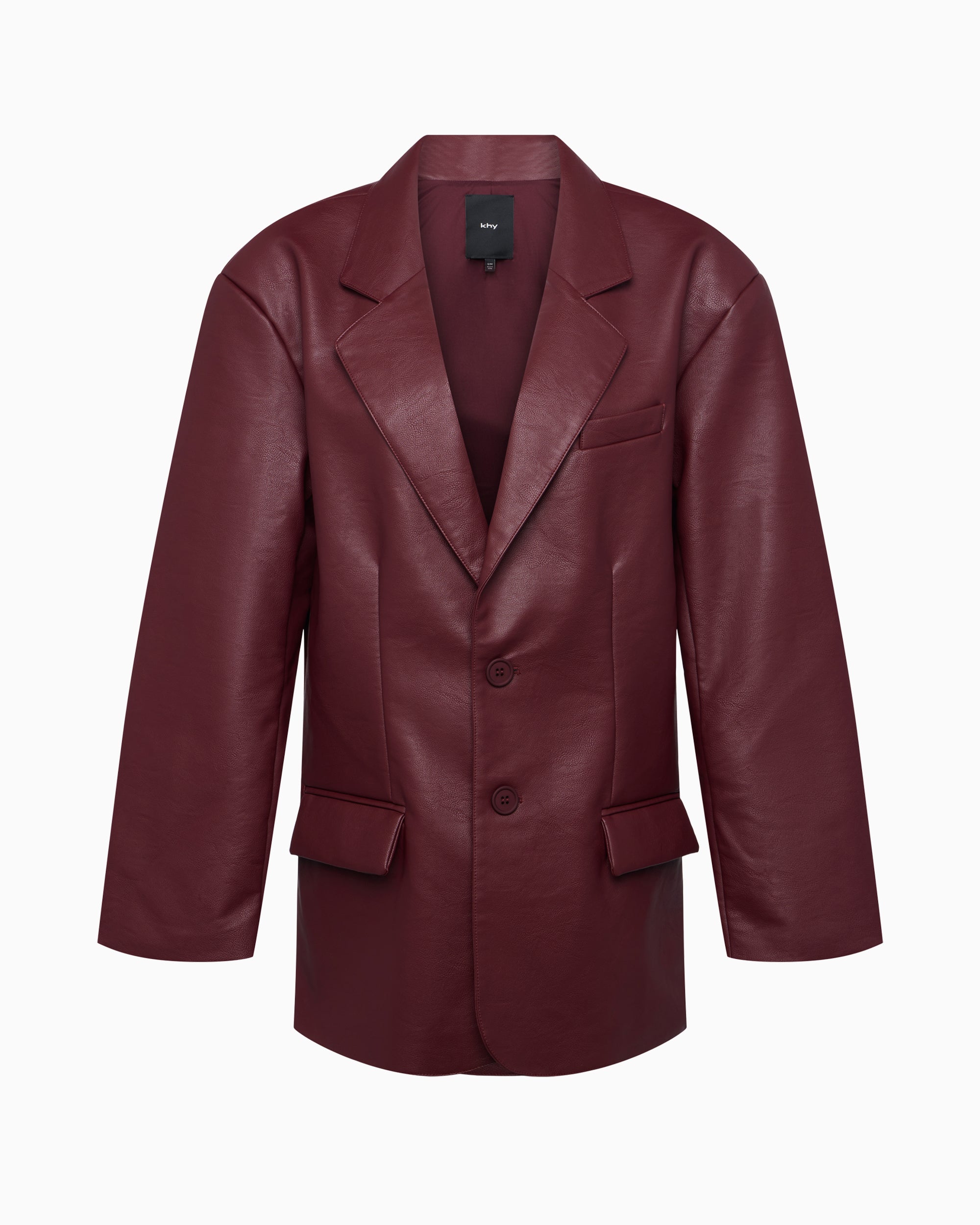 Faux Leather Oversized Blazer | Merlot