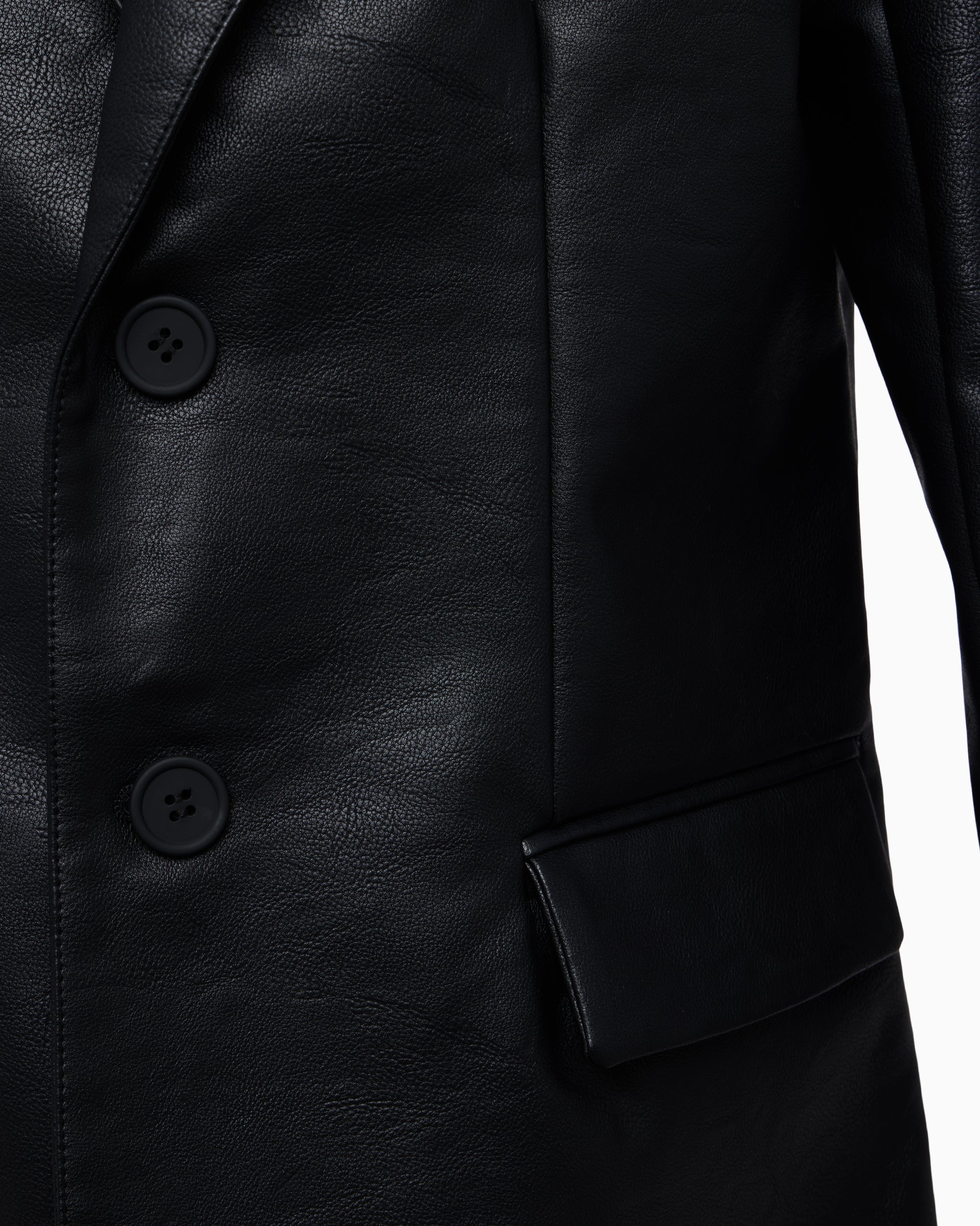 Faux Leather Oversized Blazer | Black