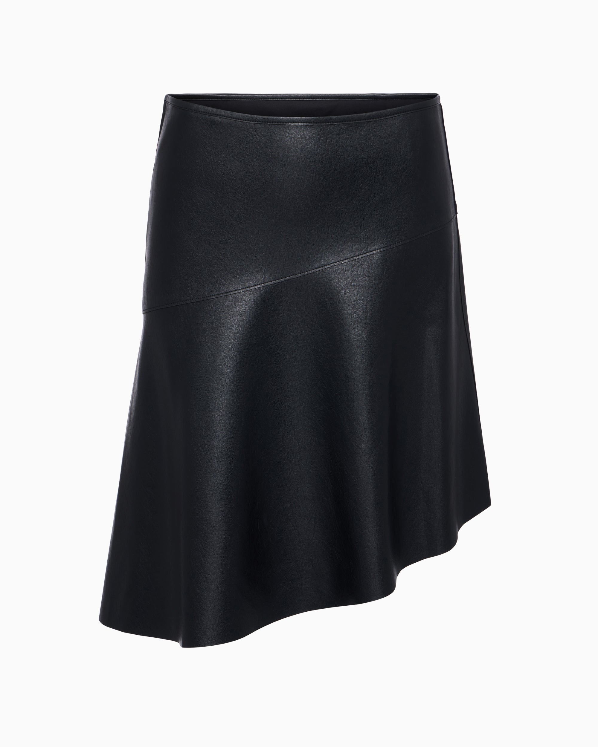 Faux Leather Asymmetrical Skirt | Black