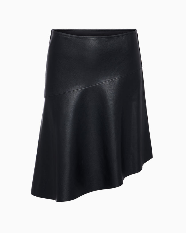 Faux Leather Asymmetrical Skirt | Black