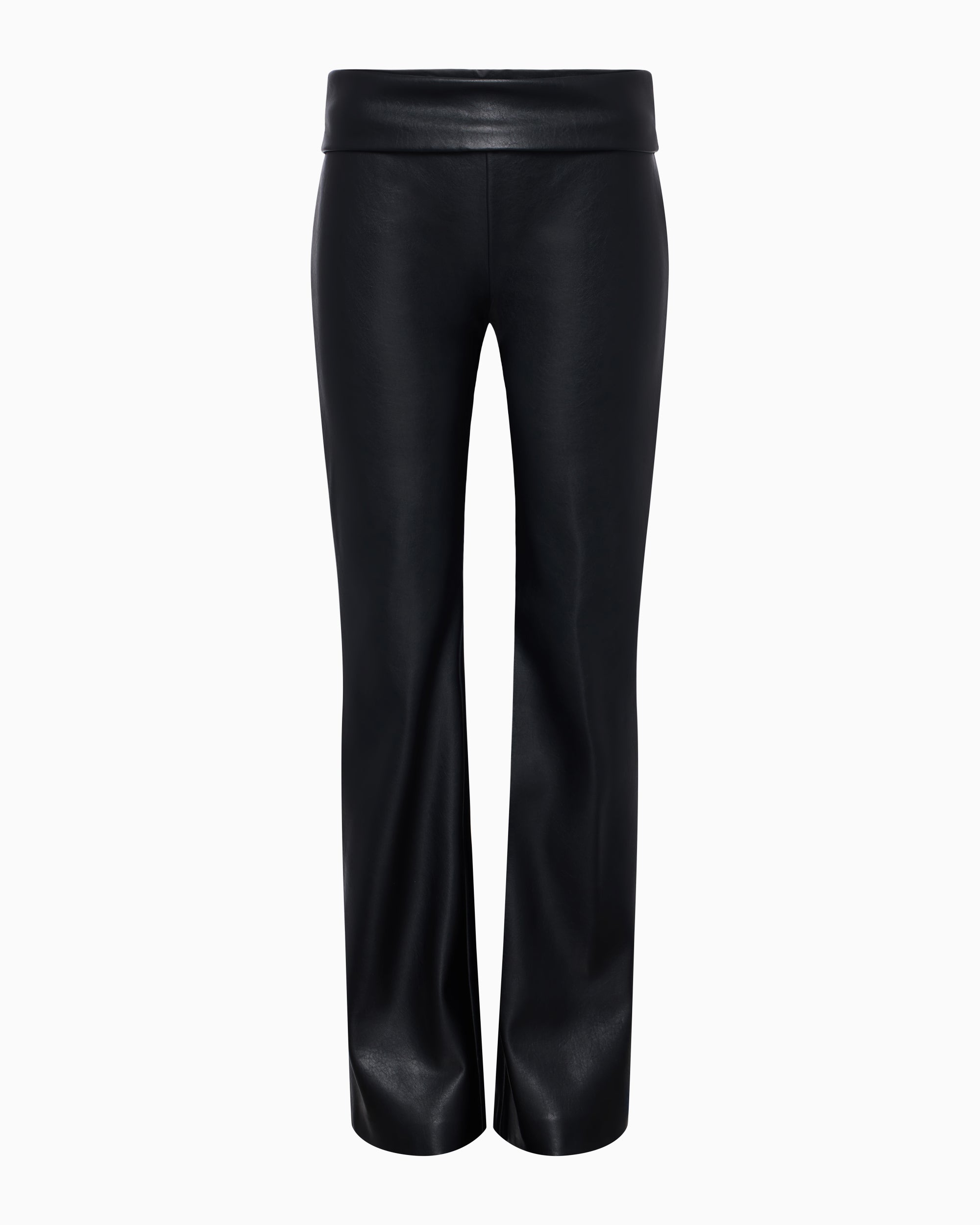 Faux Leather Low Rise Foldover Pant | Black