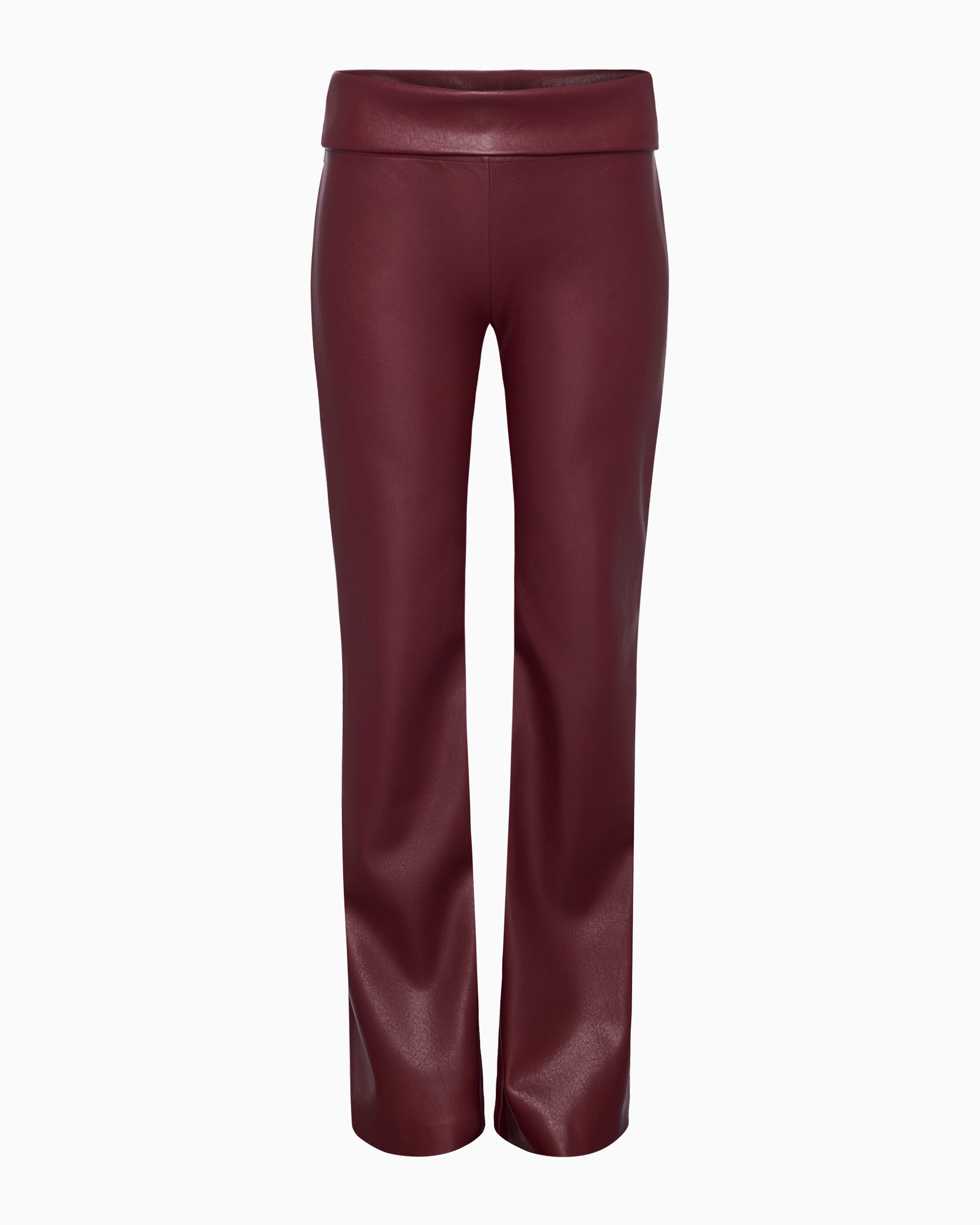 Faux Leather Low Rise Foldover Pant | Merlot