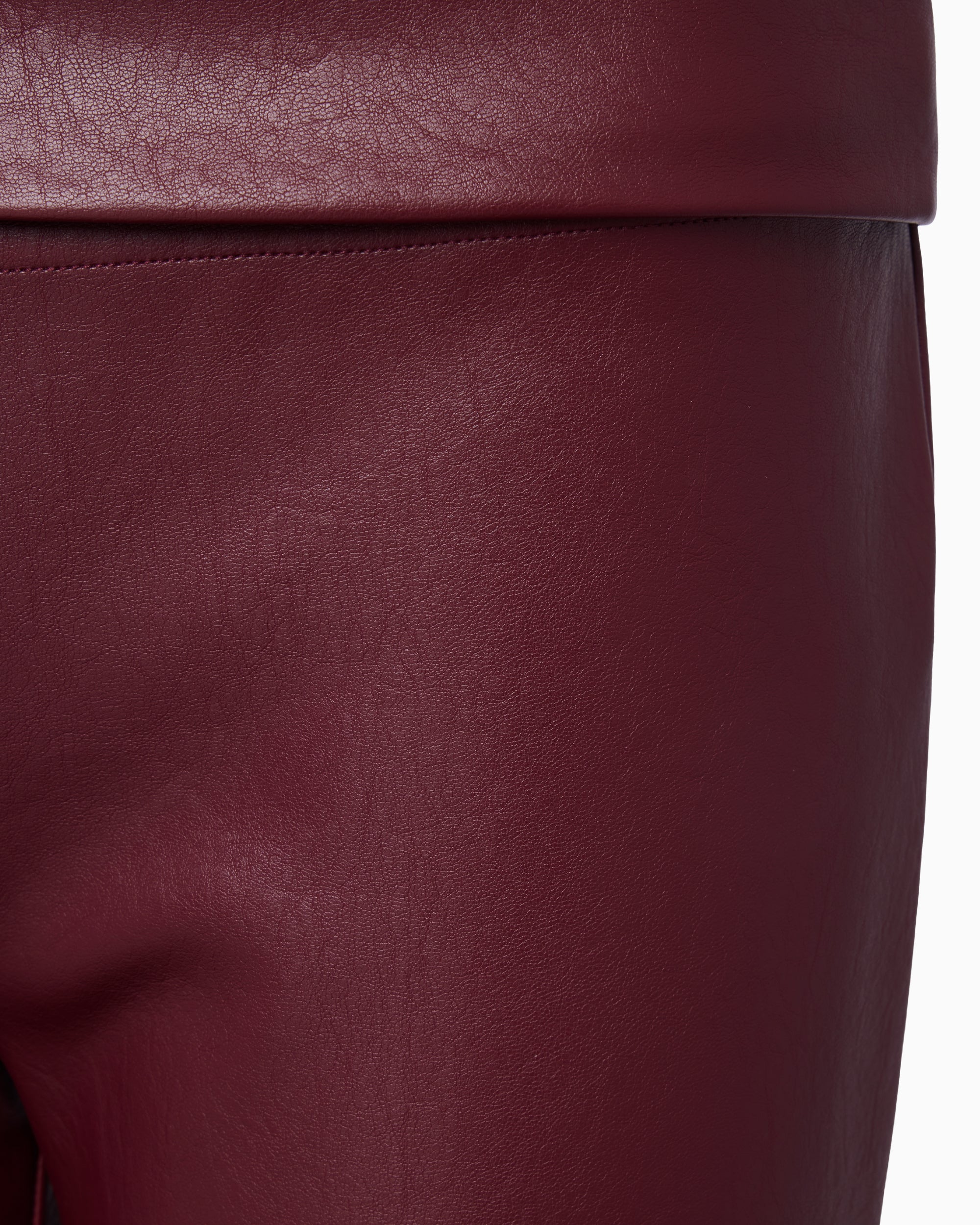 Faux Leather Low Rise Foldover Pant | Merlot