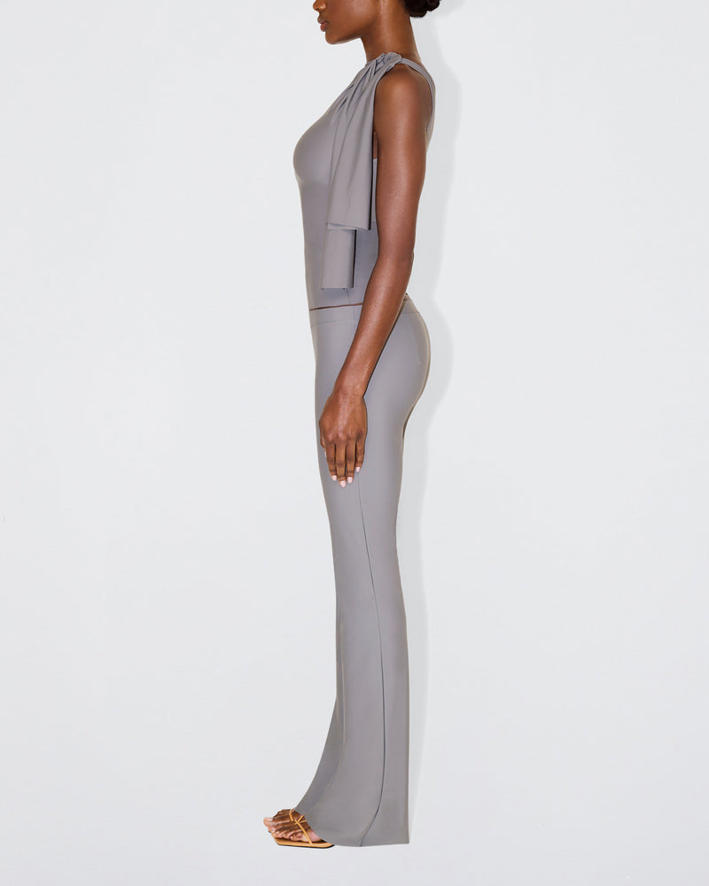 Sleek Stretch Knotted Top | Steel Grey