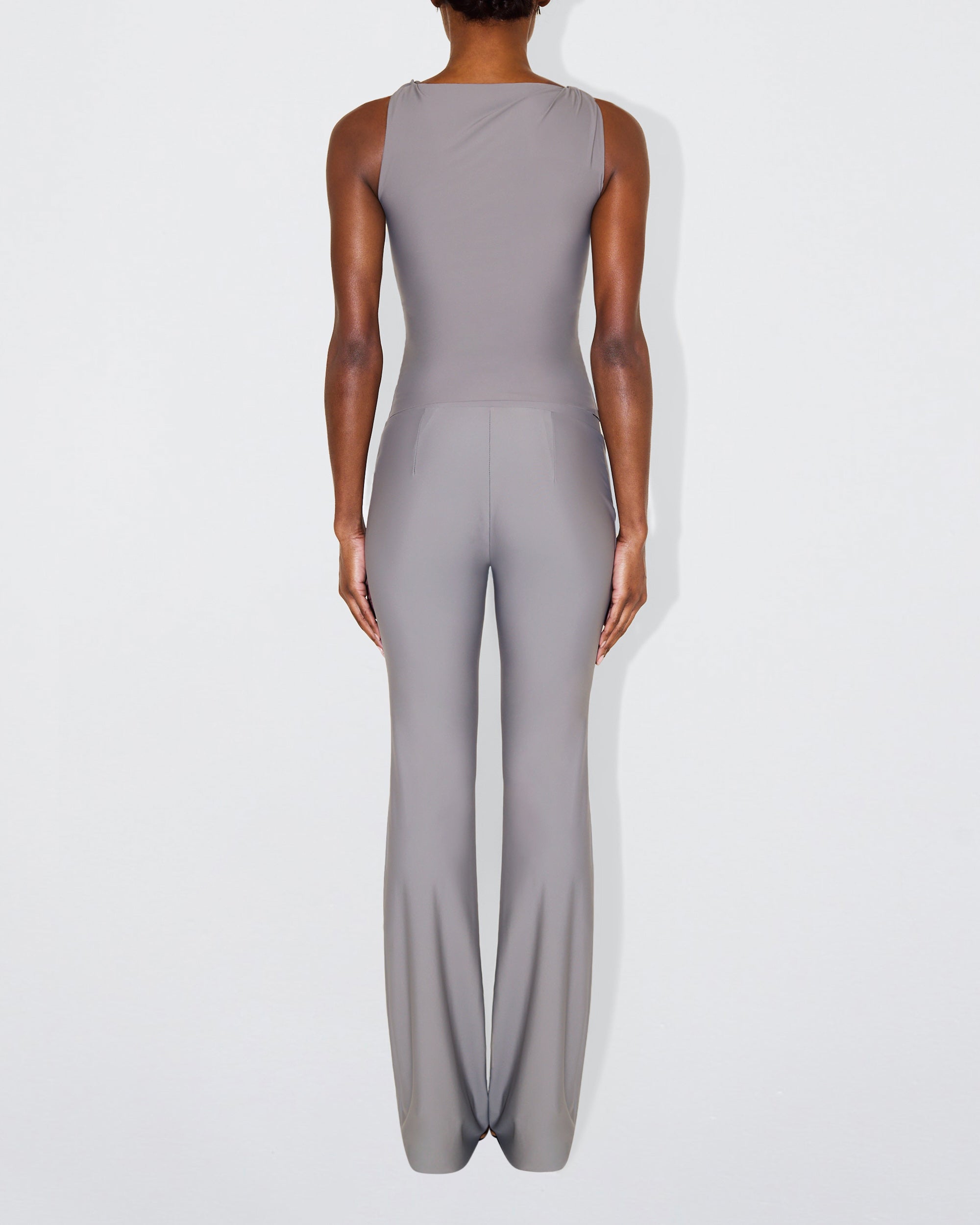 Sleek Stretch Knotted Top | Steel Grey