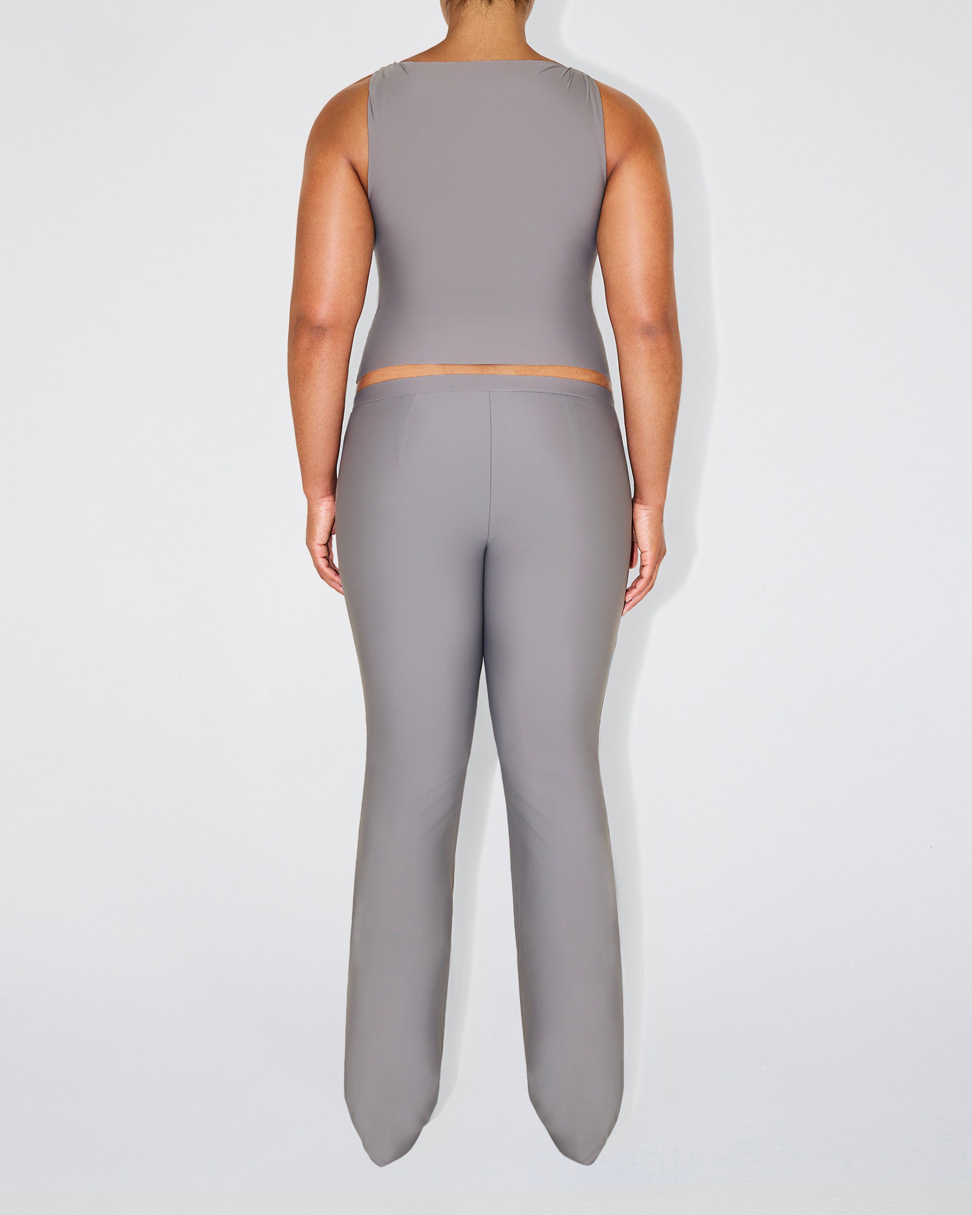 Sleek Stretch Knotted Top | Steel Grey