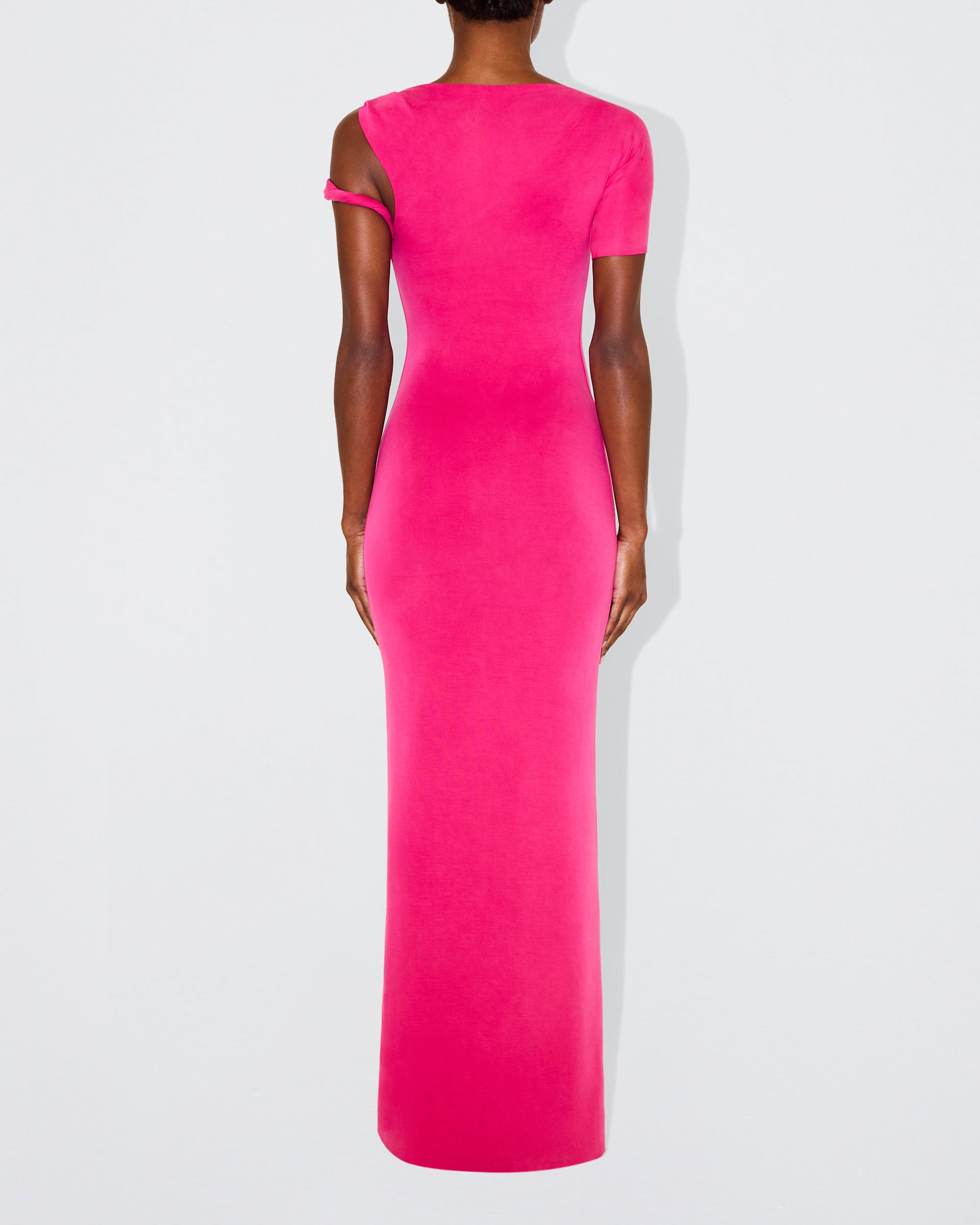 Sueded Stretch Twist Maxi Dress | Fuchsia