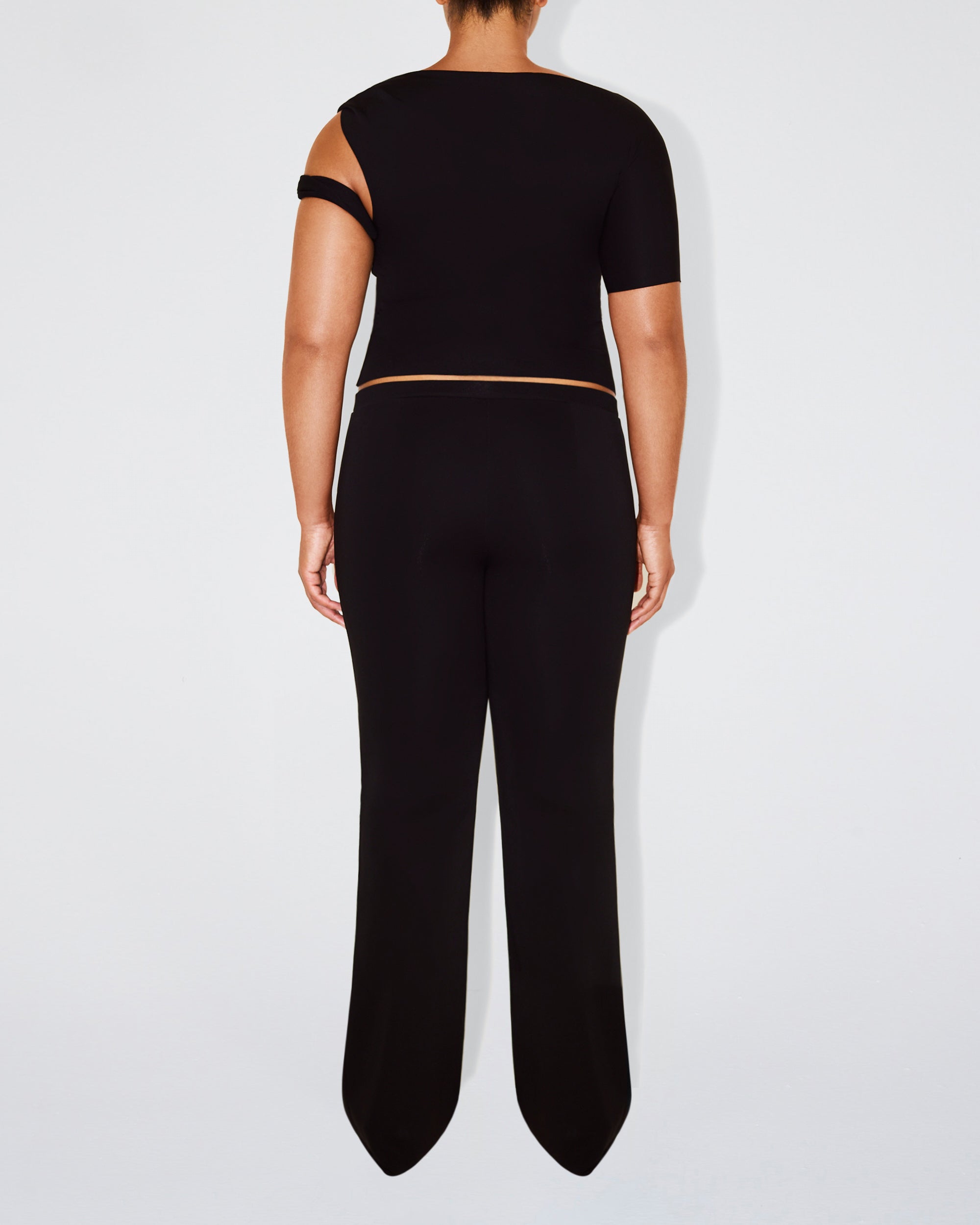 Sueded Stretch Twisted Top | Black