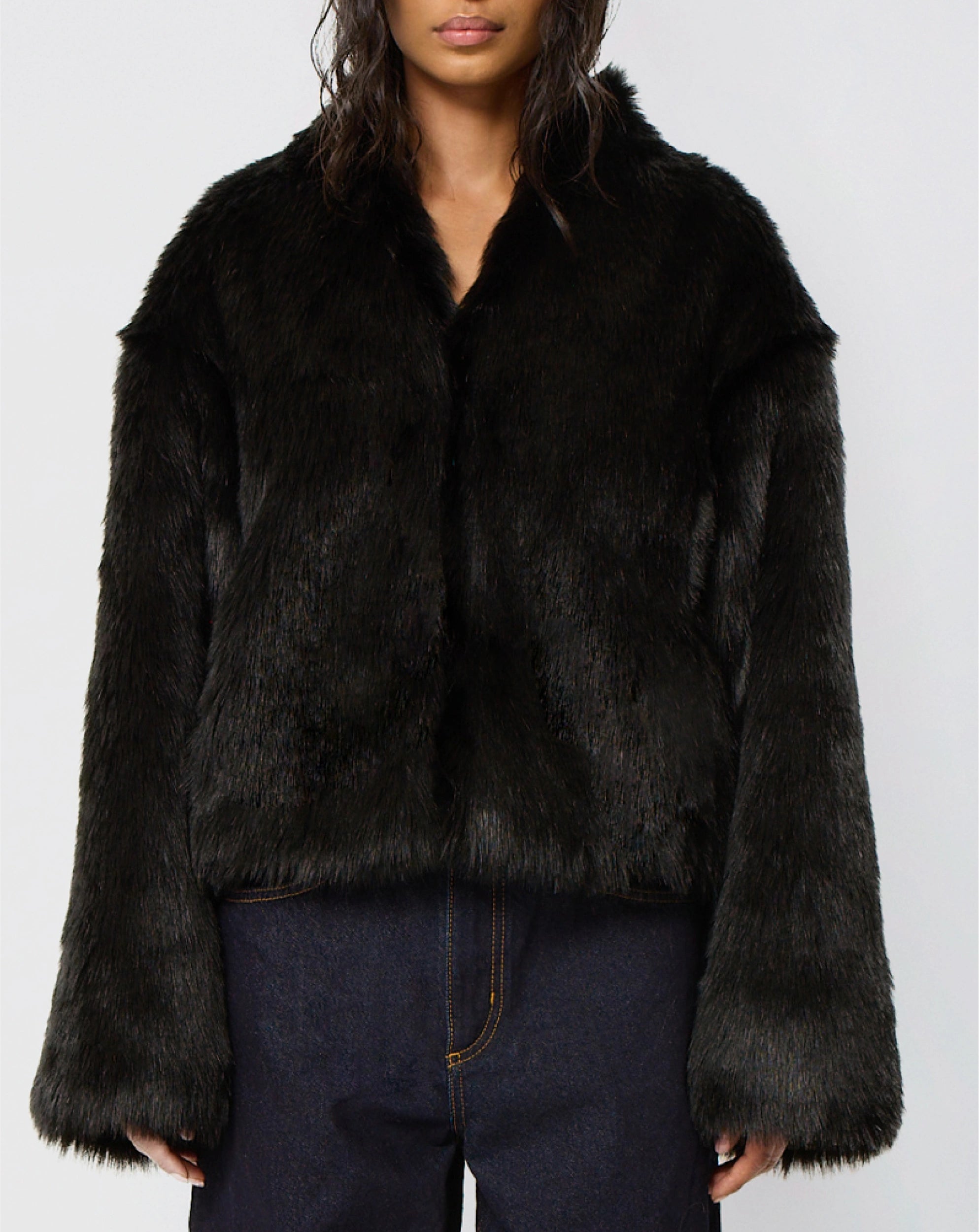 Faux Fur Jacket | Black