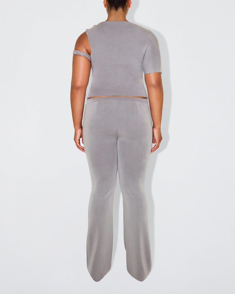 Sueded Stretch Low Rise Pant | Steel Grey