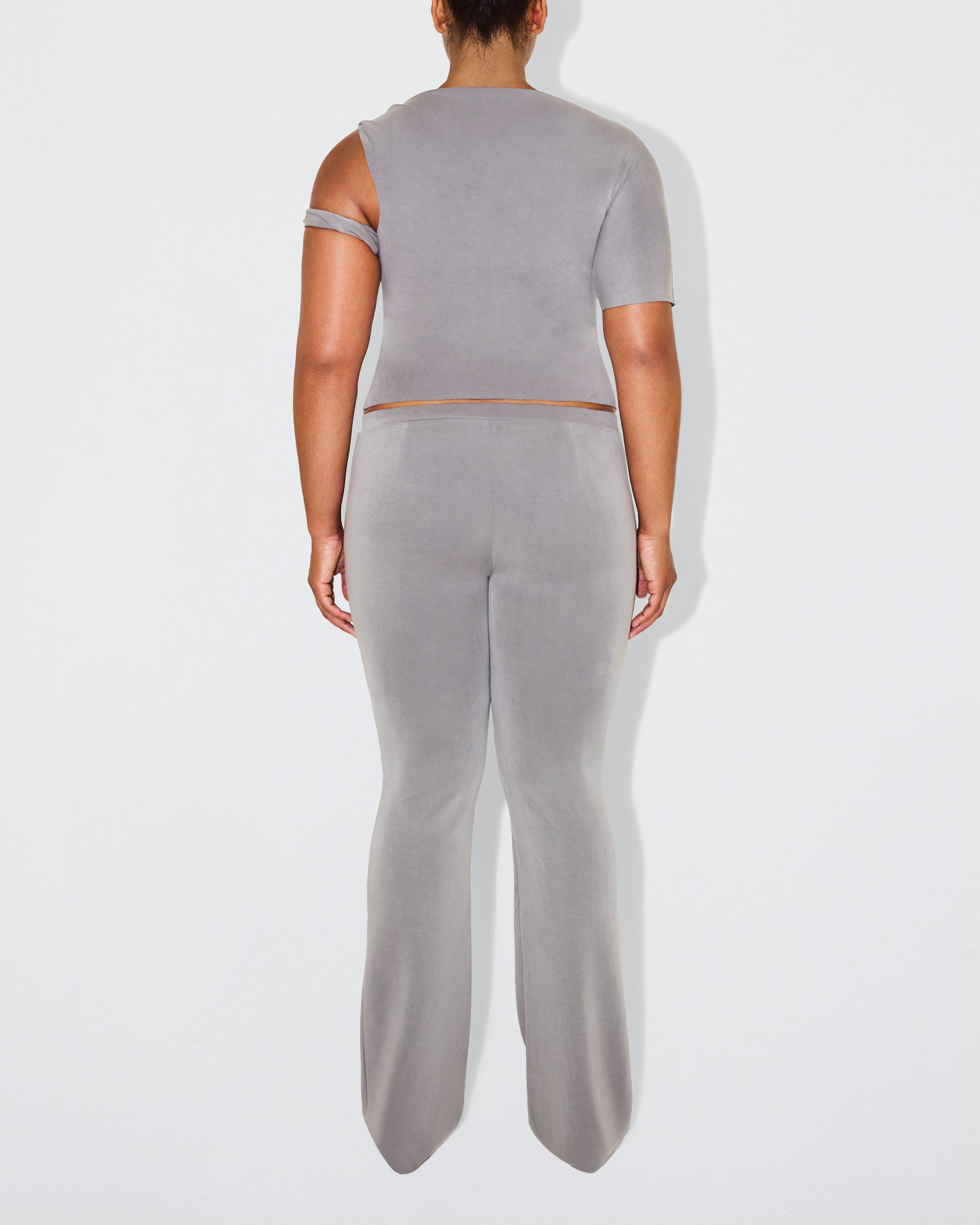 Sueded Stretch Twisted Top | Steel Grey