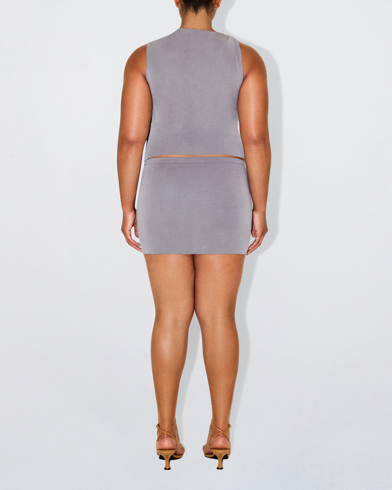 Sueded Stretch Ultra Mini Skirt | Steel Grey