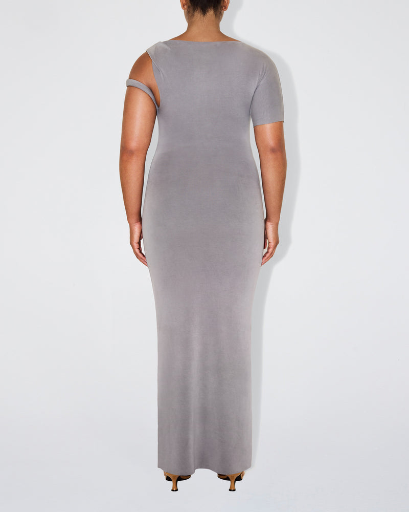 Sueded Stretch Twist Maxi Dress | Steel Grey