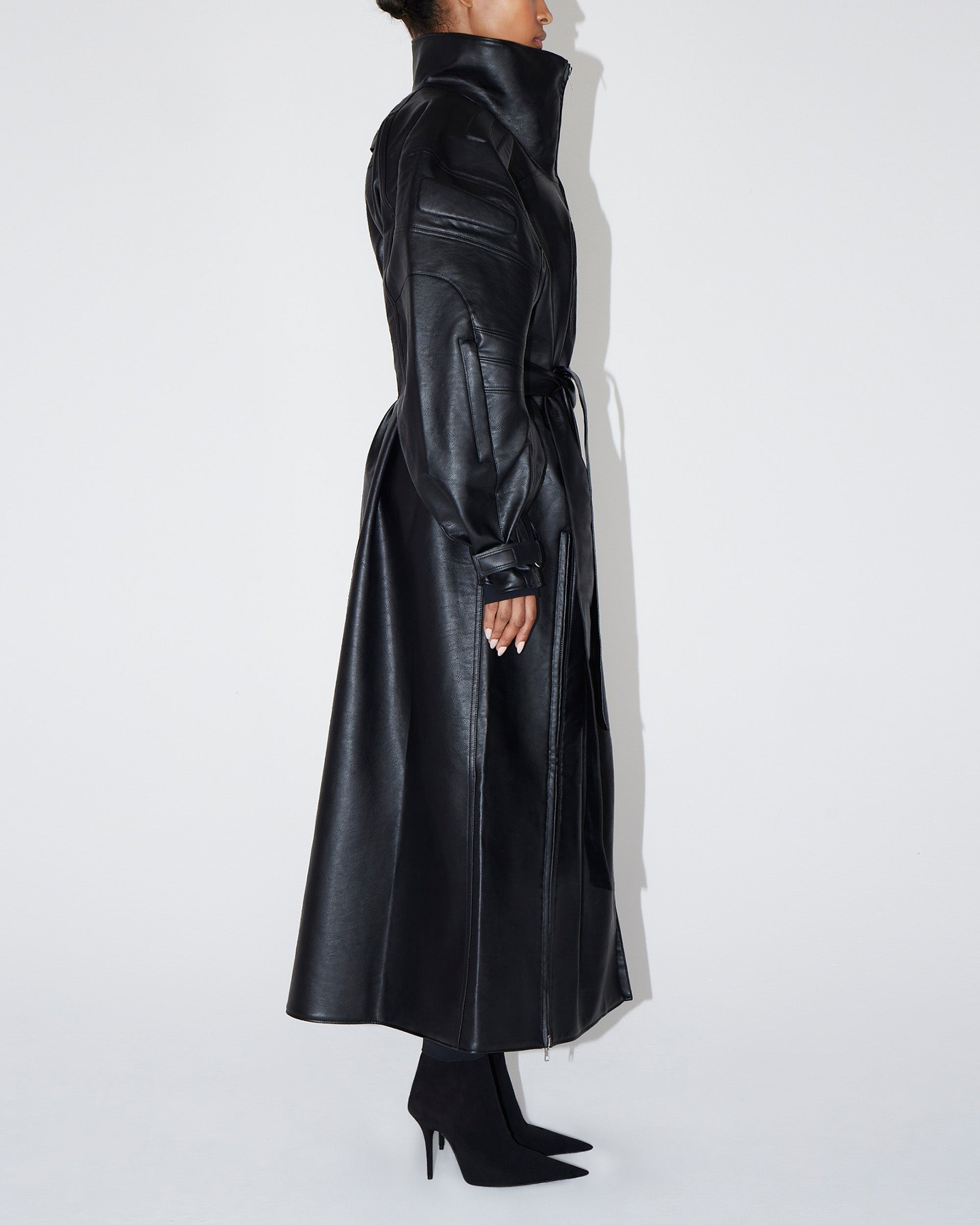 Faux Leather Trench