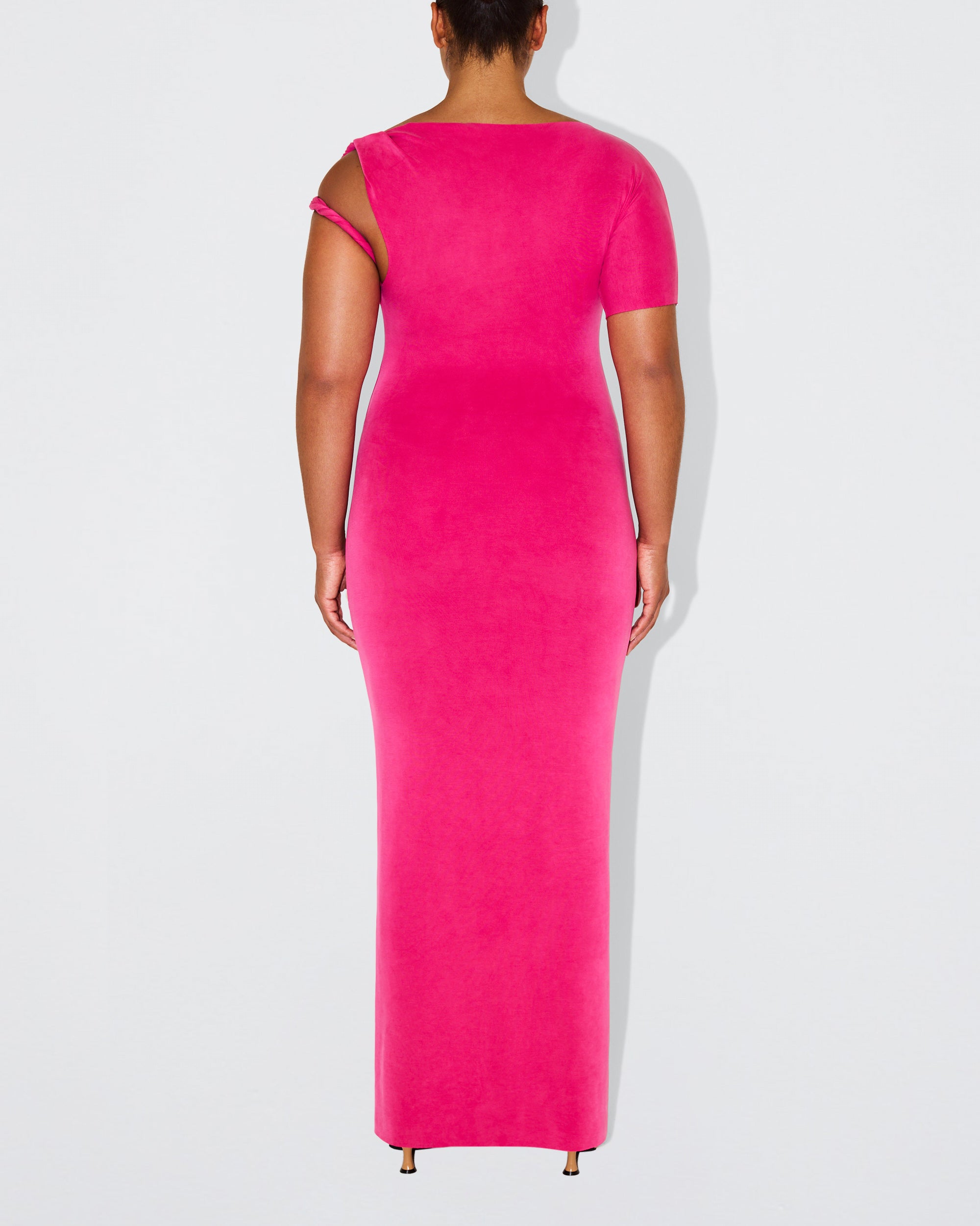 Sueded Stretch Twist Maxi Dress | Fuchsia