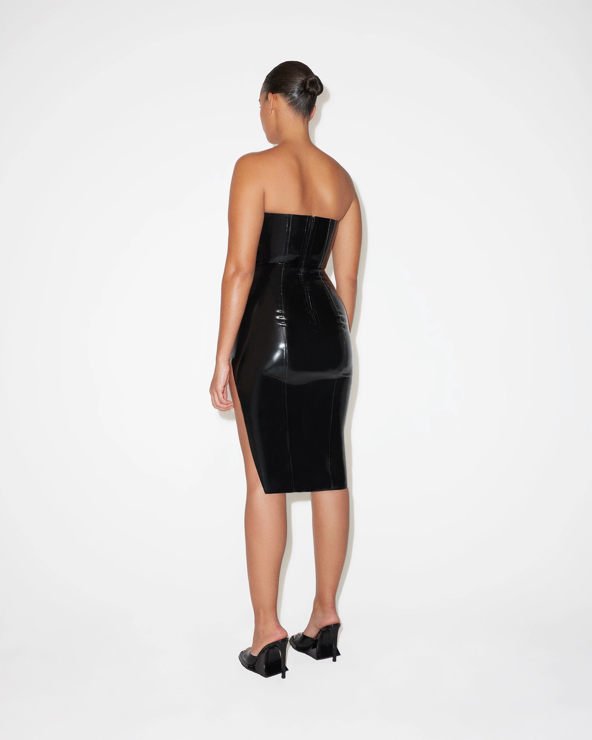 Latex Strapless Dress | Black