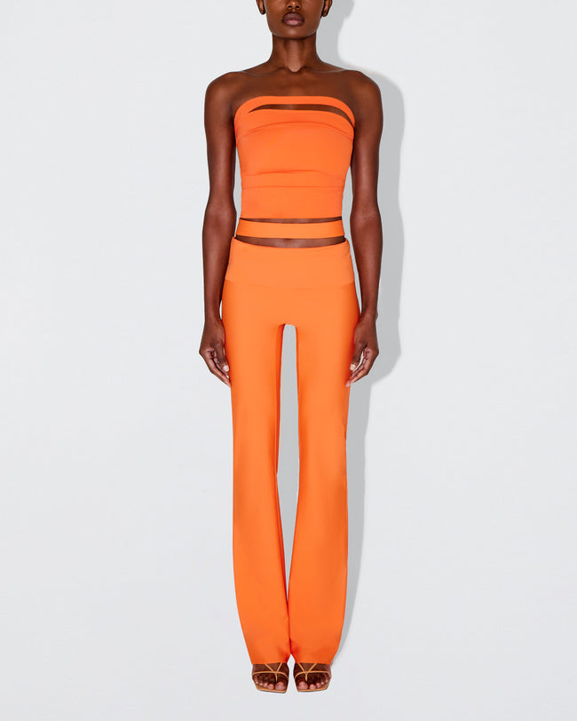 Sleek Stretch Cutout Foldover Pant | Papaya