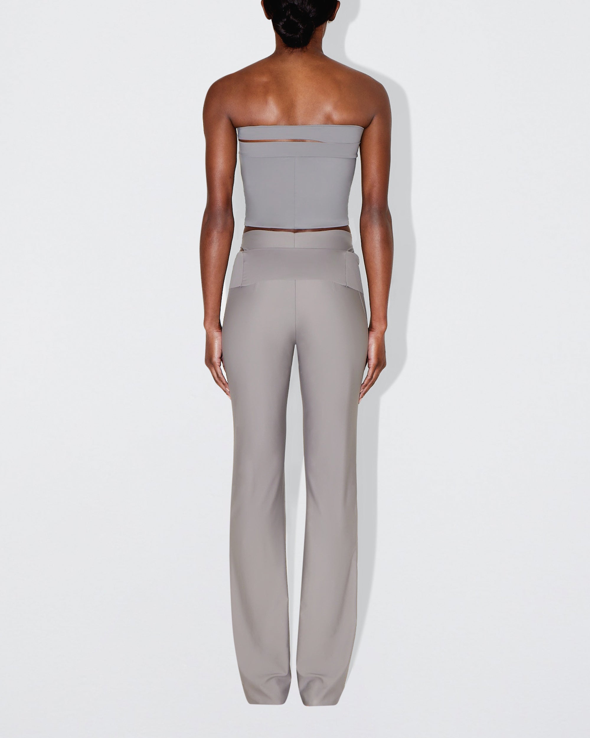 Sleek Stretch Cutout Foldover Pant | Steel Grey