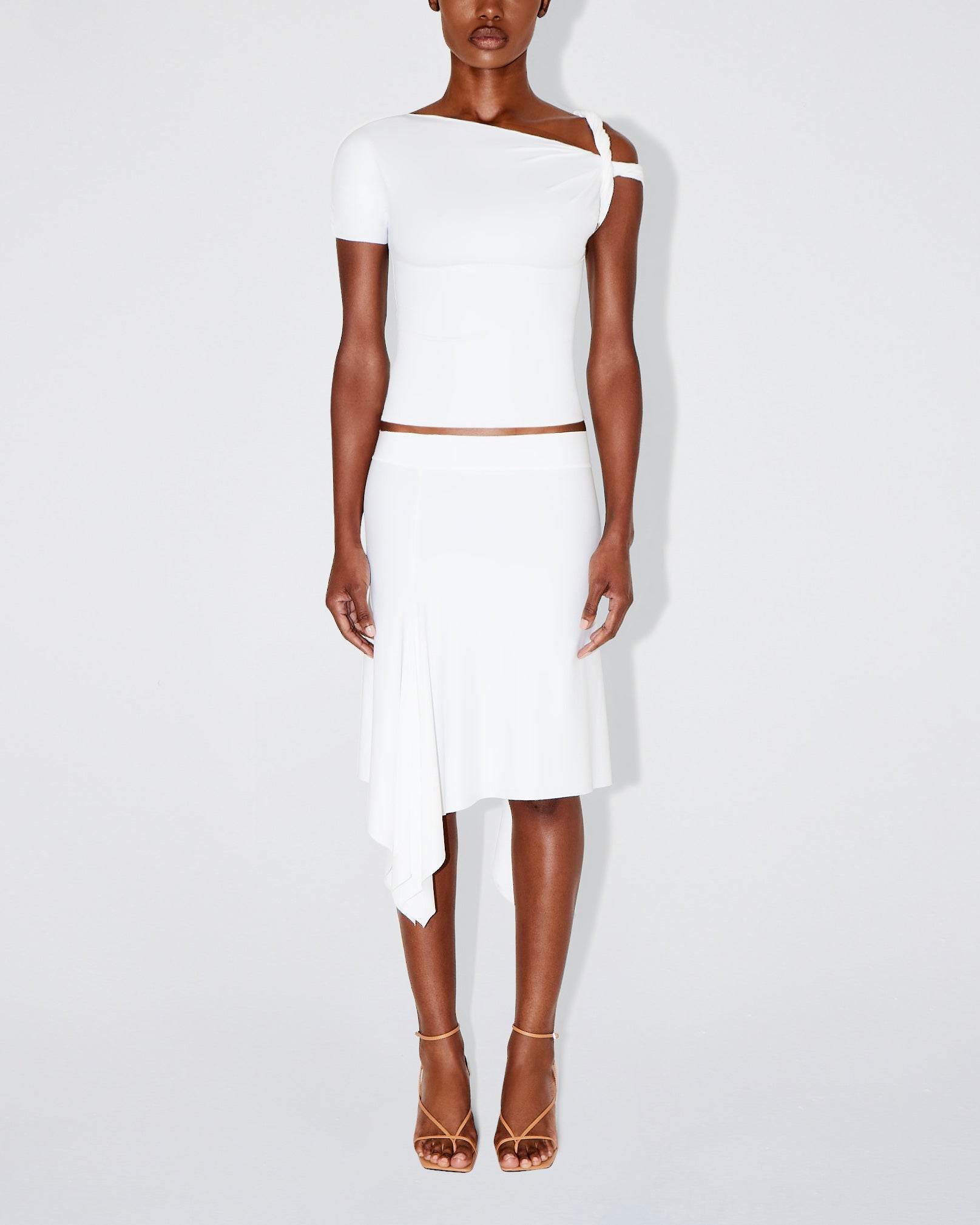 Sleek Stretch Asymmetrical Skirt | Bright White