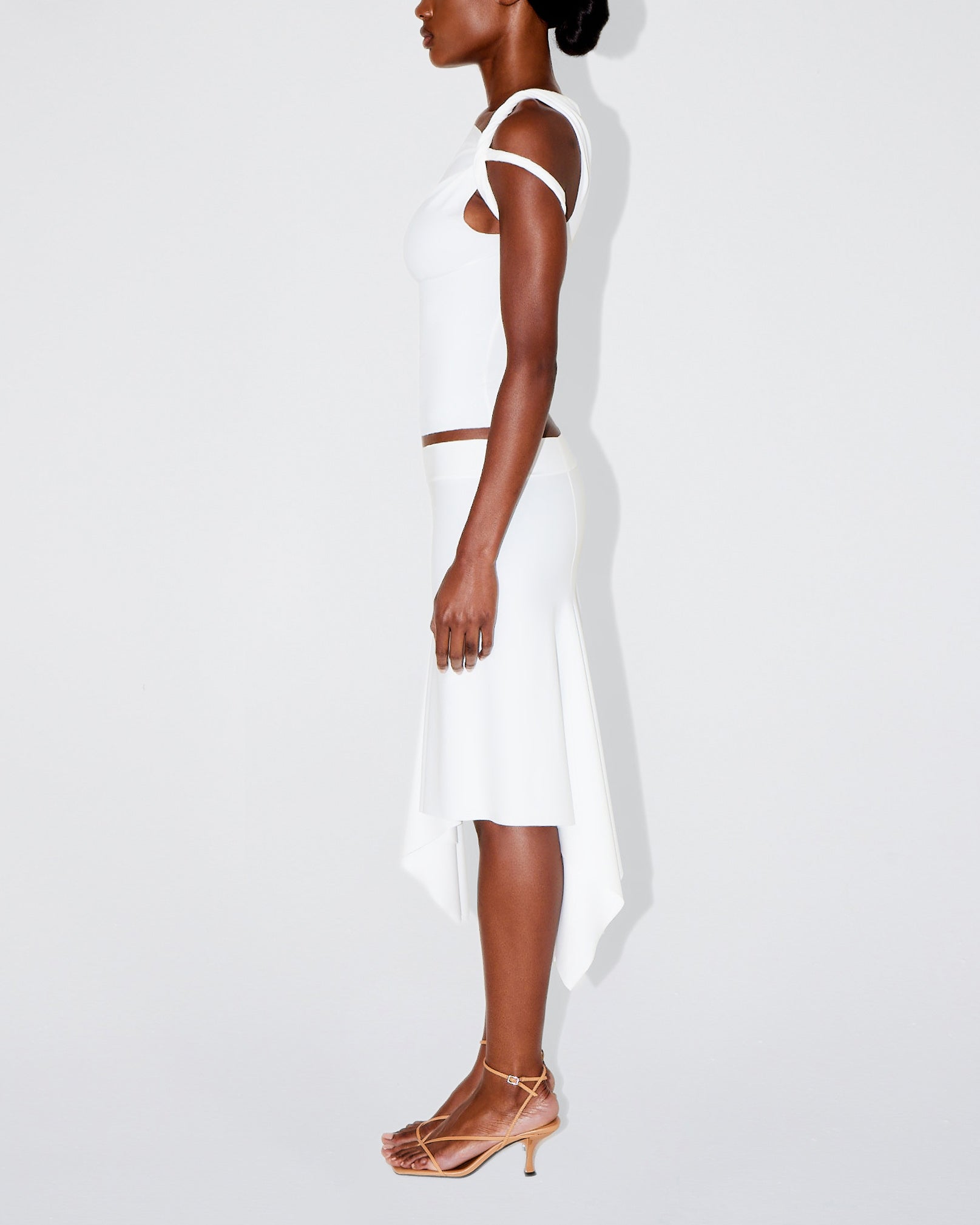 Sleek Stretch Asymmetrical Skirt | Bright White