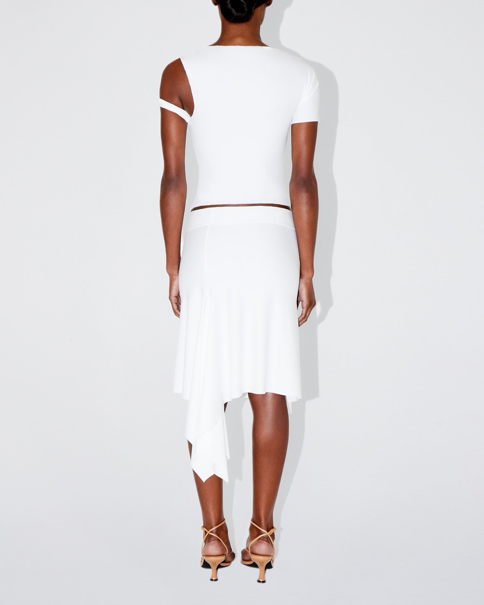 Sleek Stretch Asymmetrical Skirt | Bright White