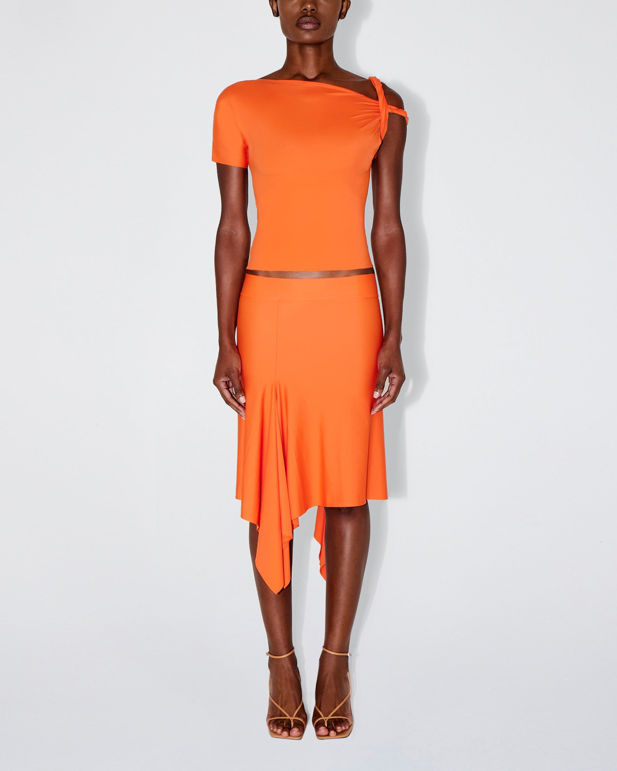 Sleek Stretch Asymmetrical Skirt | Papaya