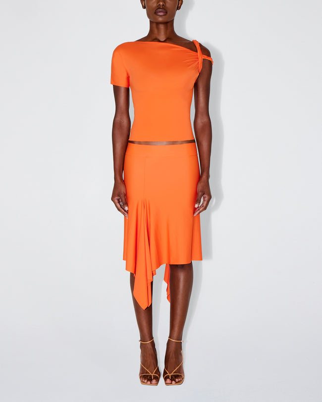 Sleek Stretch Asymmetrical Skirt | Papaya