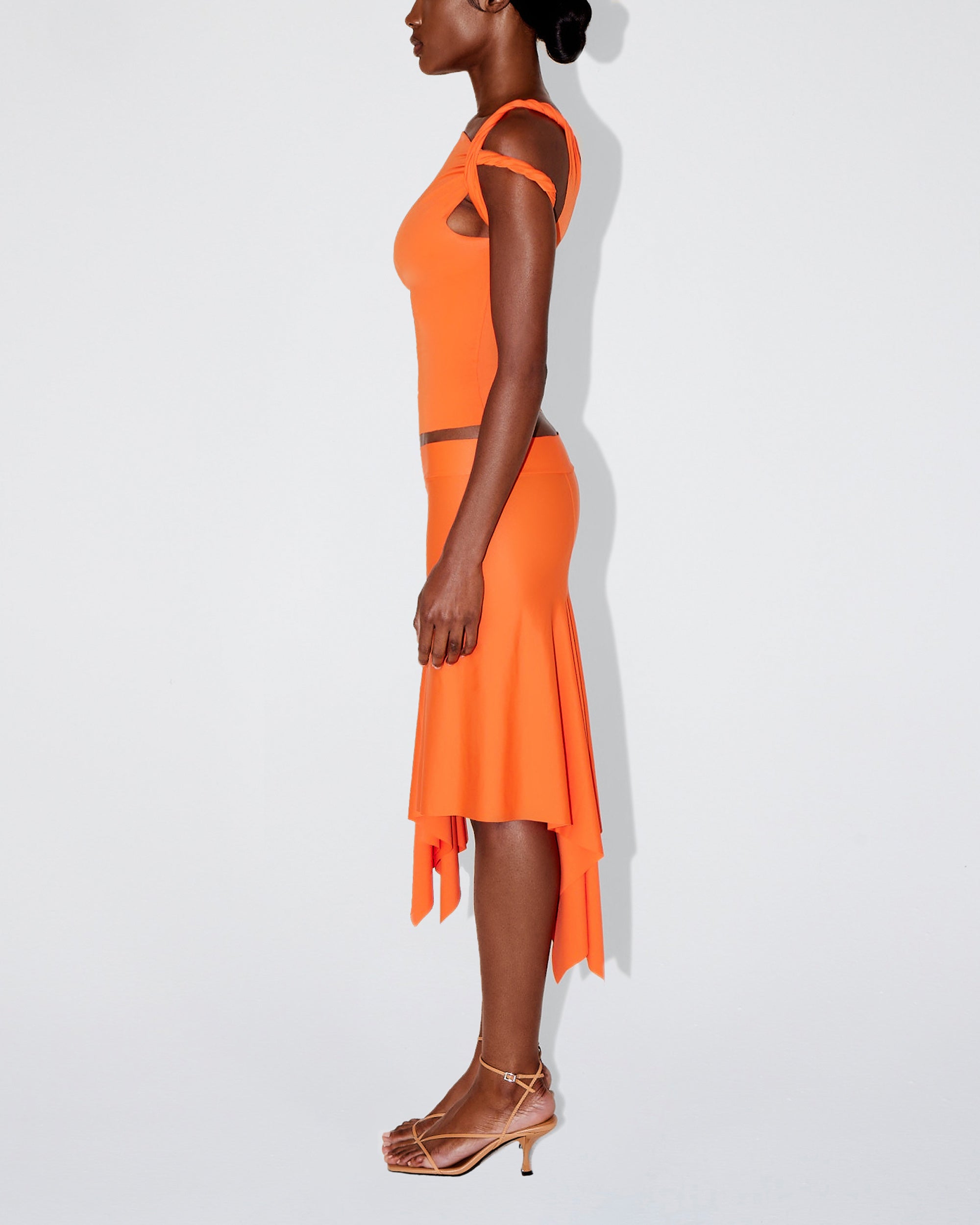 Sleek Stretch Asymmetrical Skirt | Papaya