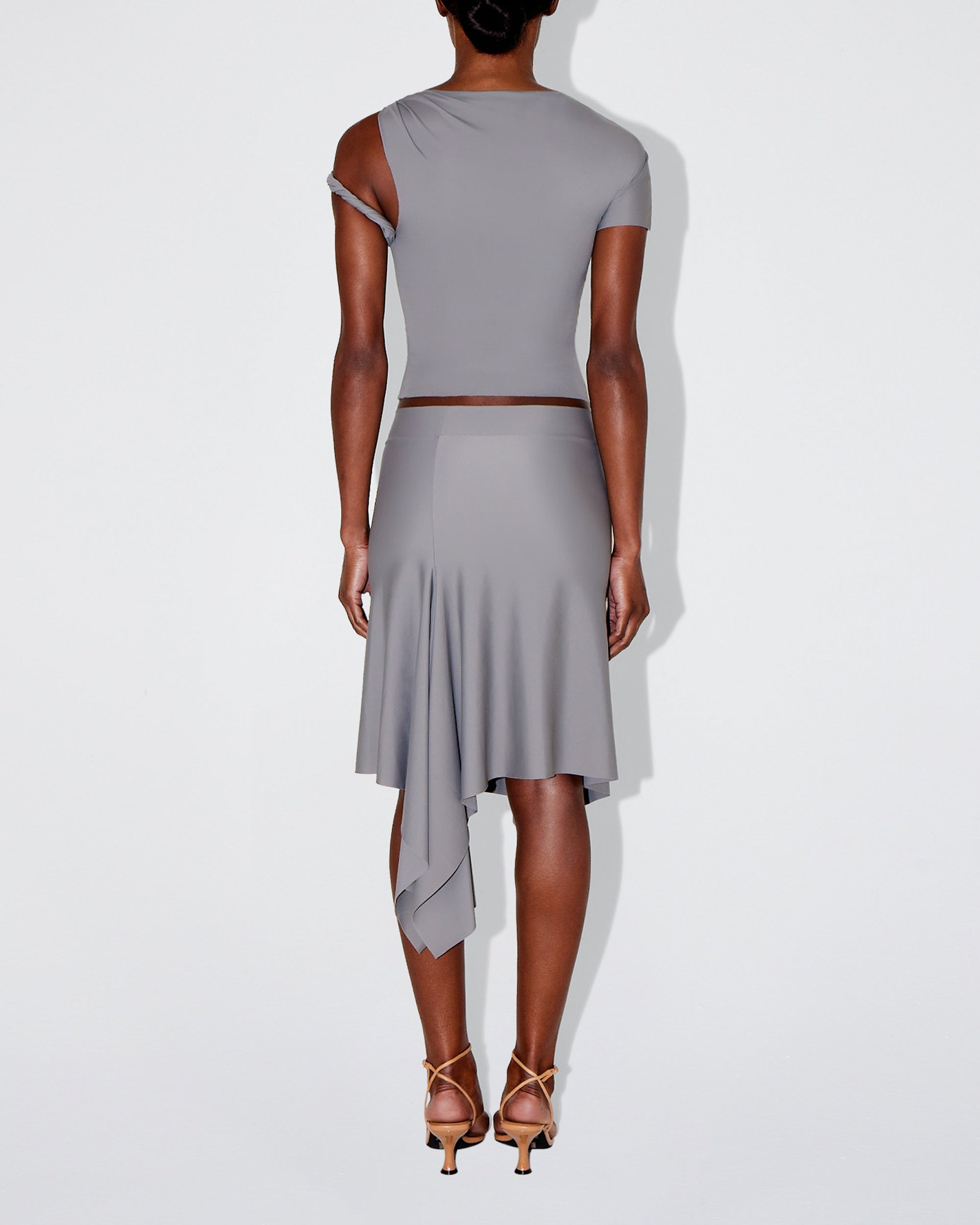 Sleek Stretch Asymmetrical Skirt | Steel Grey