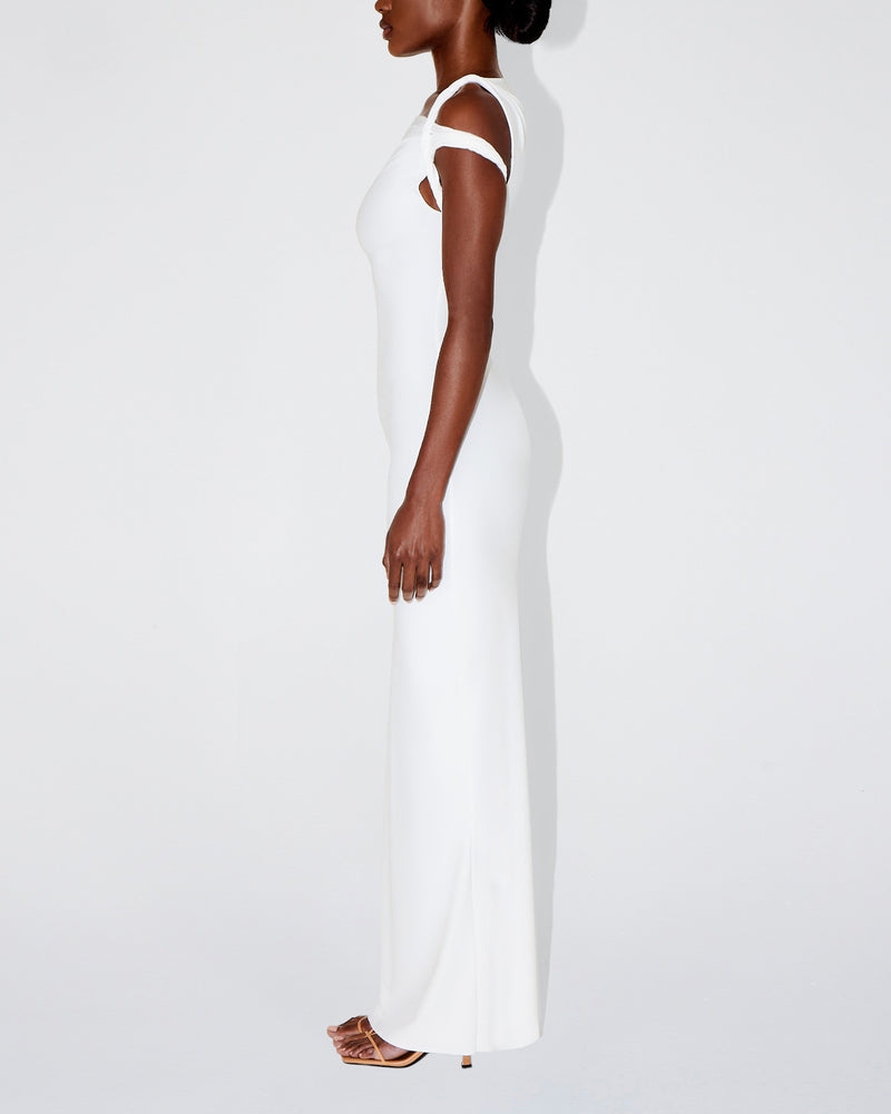 Sleek Stretch Twist Maxi Dress | Bright White