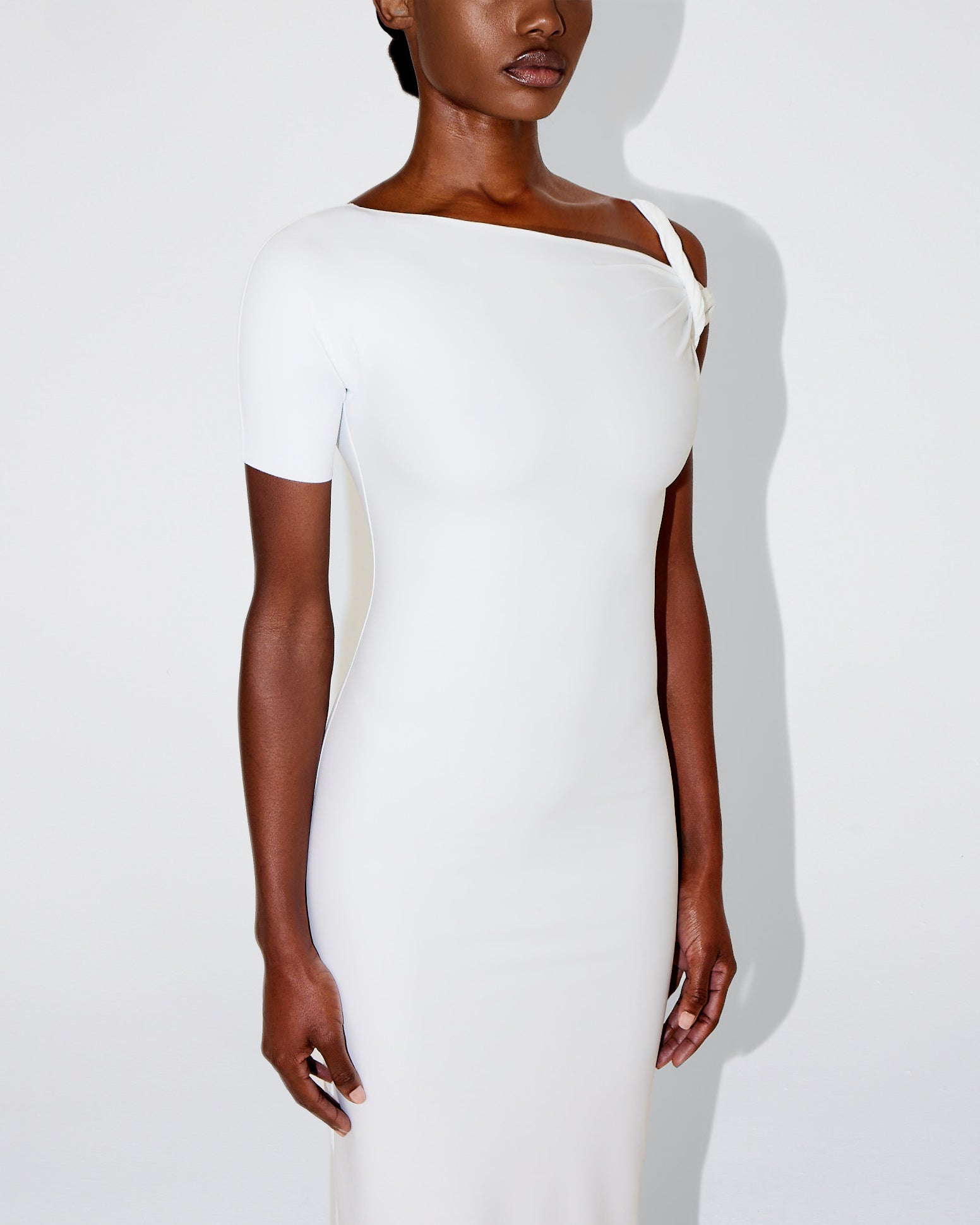 Sleek Stretch Twist Maxi Dress | Bright White