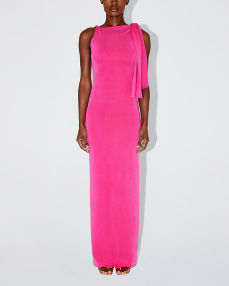 Sueded Stretch Knotted Maxi Dress | Fuchsia