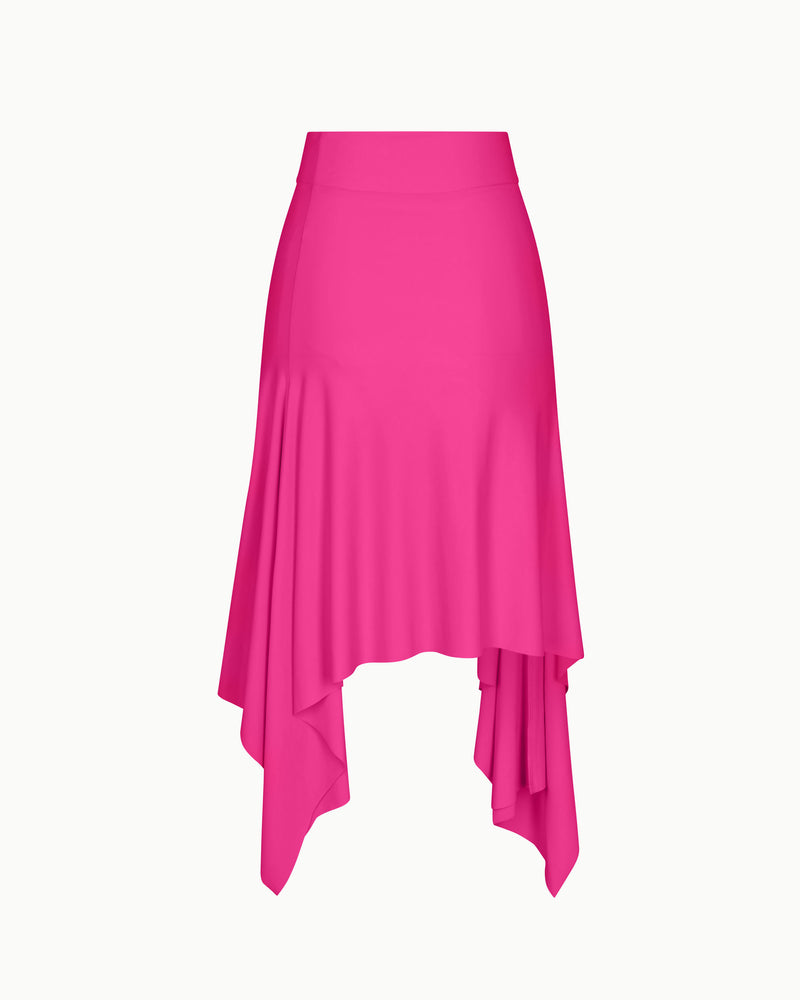 Sleek Stretch Asymmetrical Skirt | Fuchsia