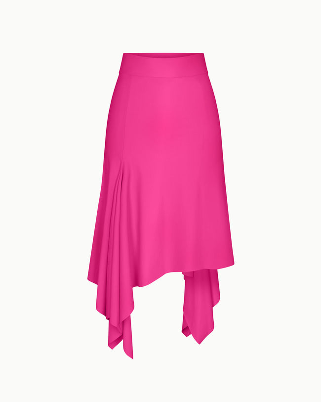 Sleek Stretch Asymmetrical Skirt | Fuchsia