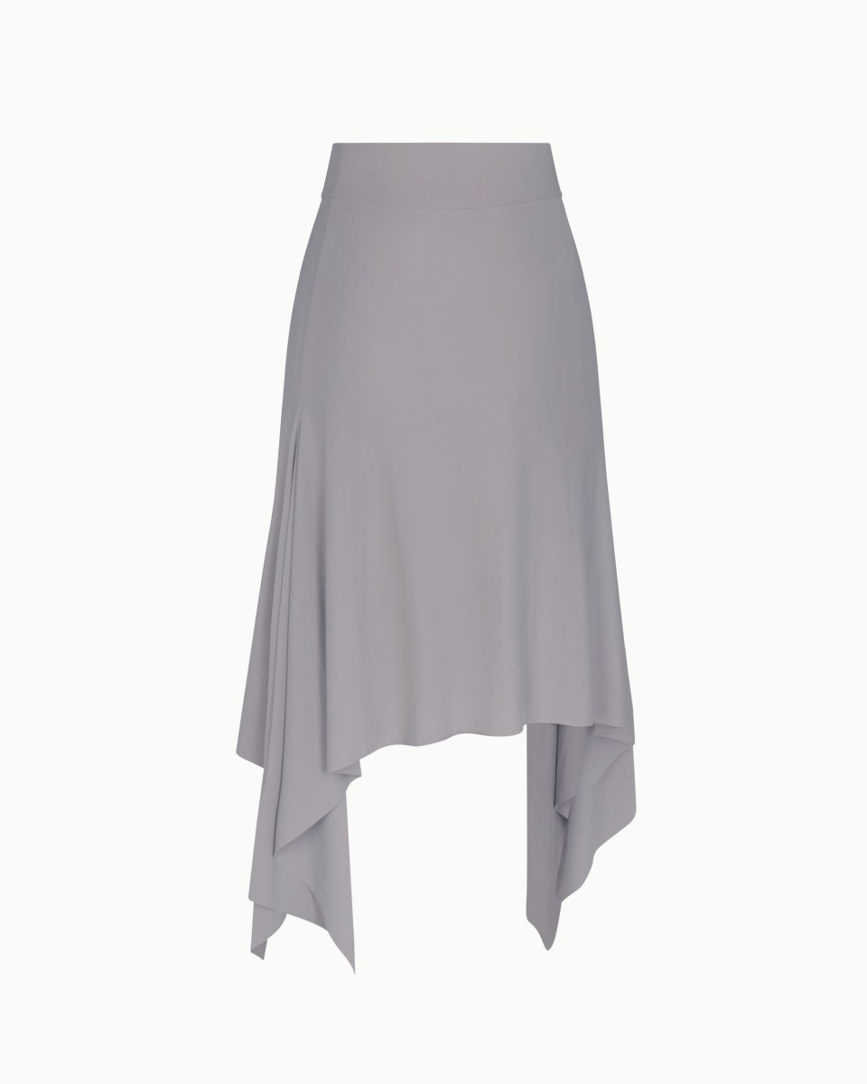 Sleek Stretch Asymmetrical Skirt Steel Grey