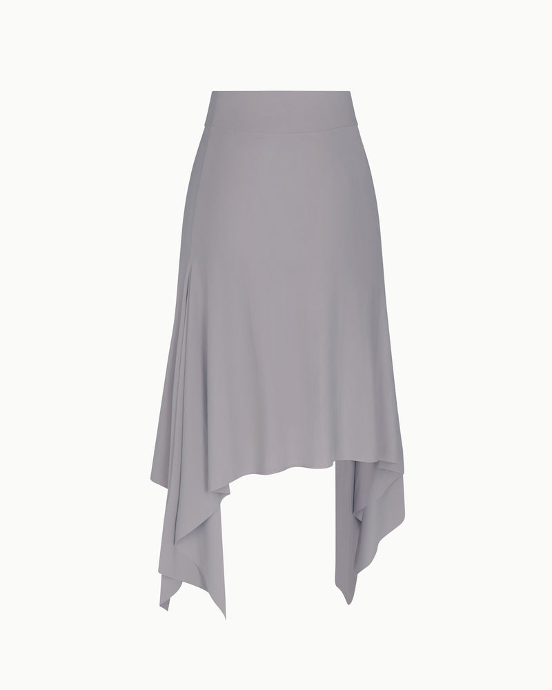 Sleek Stretch Asymmetrical Skirt | Steel Grey