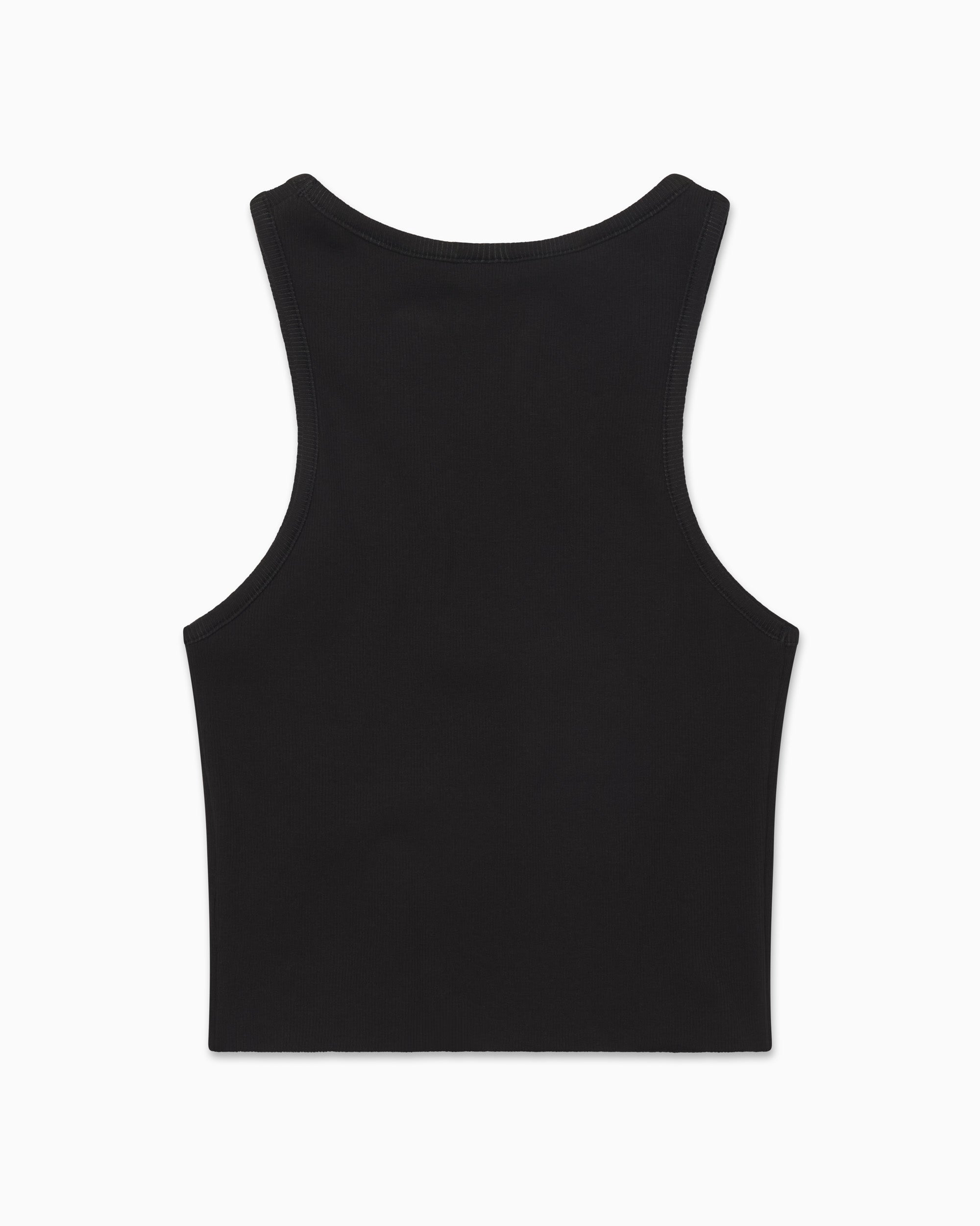 Cropped Raw Hem Rib Tank | Black