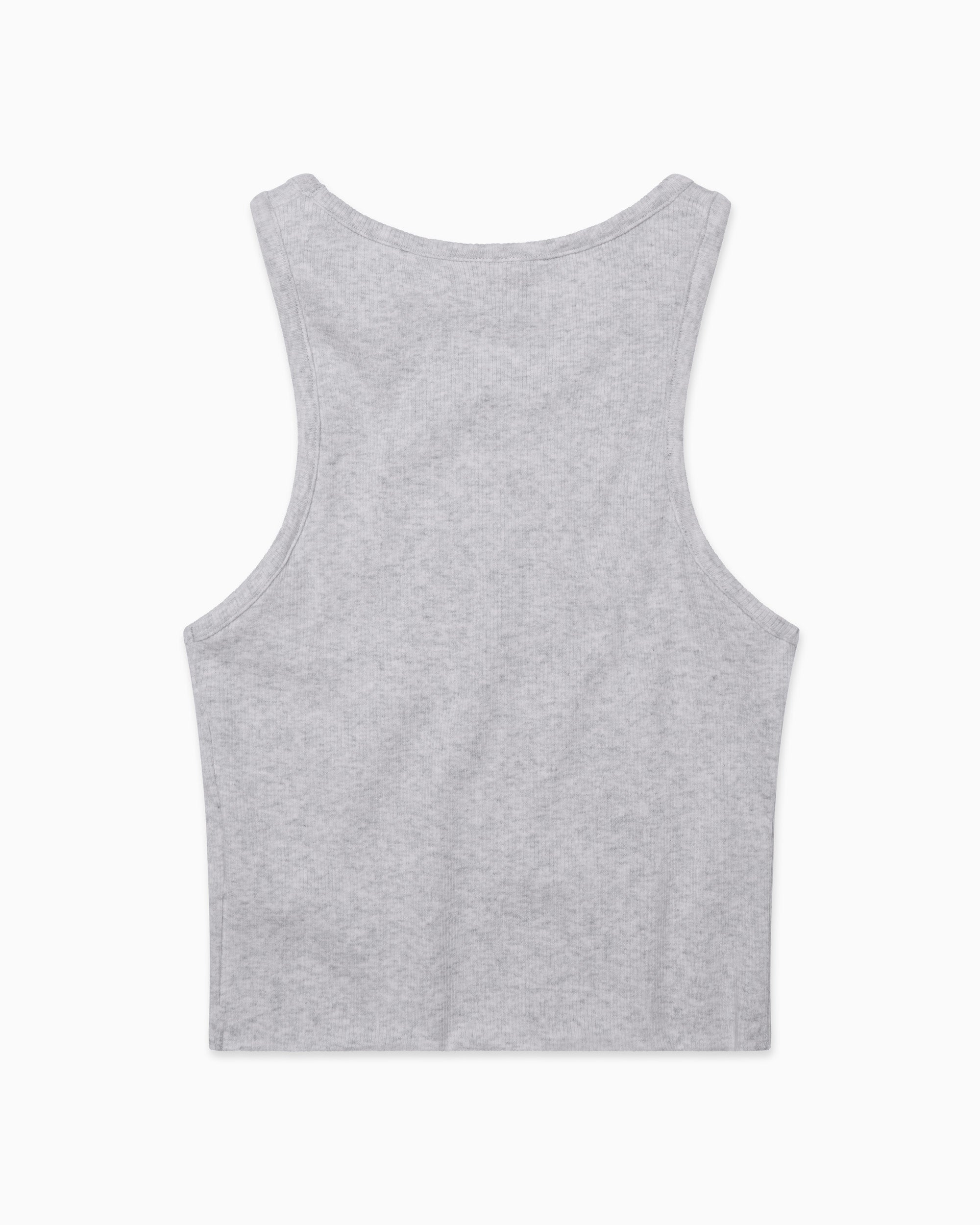 Cropped Raw Hem Rib Tank | Light Heather Grey