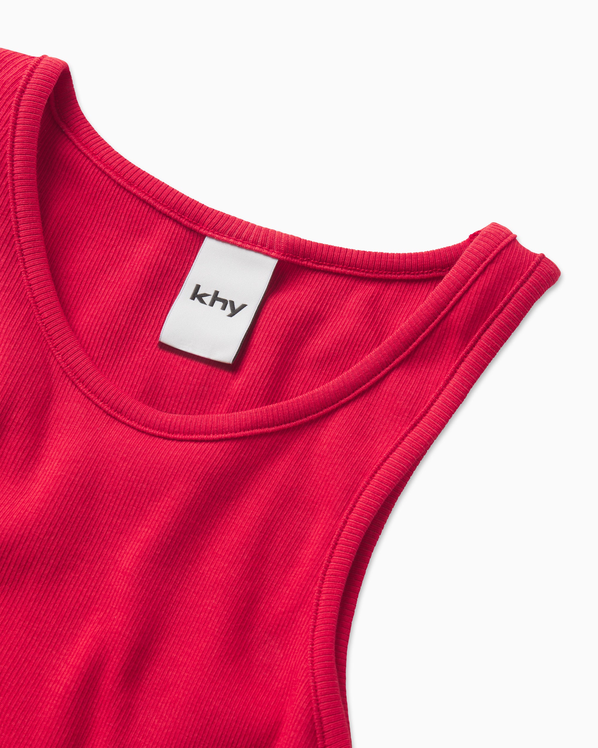 raw hem red tank top