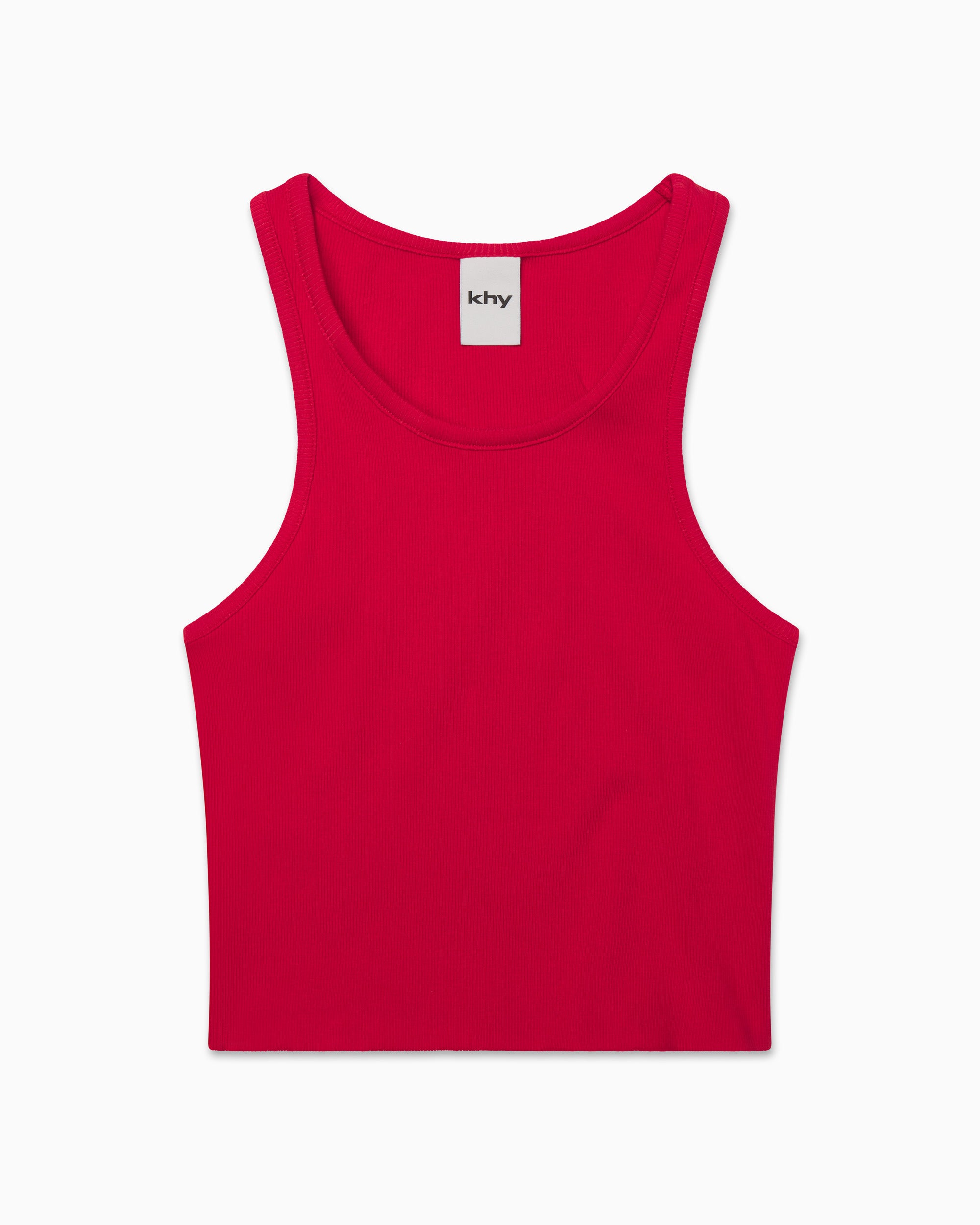 red raw hem tank top