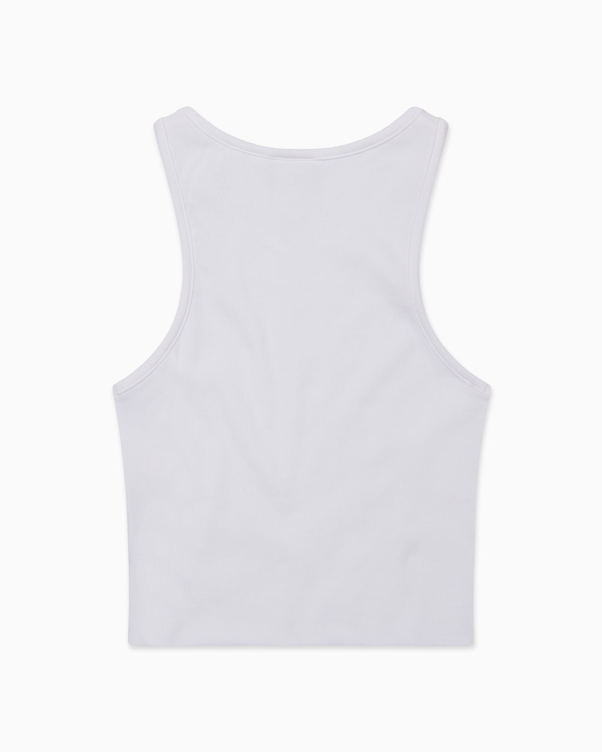 Cropped Raw Hem Rib Tank | White