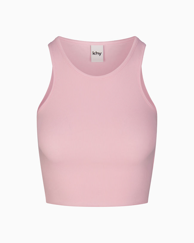 Cropped Raw Hem Rib Tank | Orchid Pink