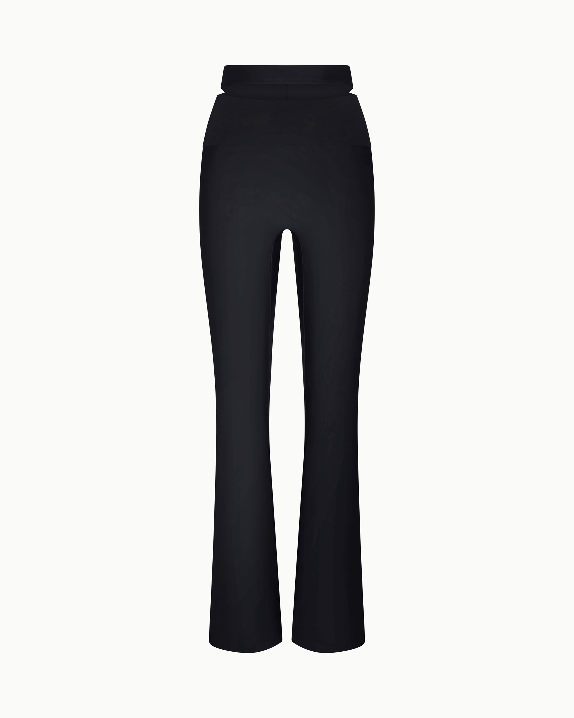 Sleek Stretch Cutout Foldover Pant | Black