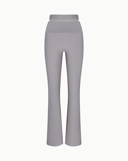 Sleek Stretch Cutout Foldover Pant | Steel Grey
