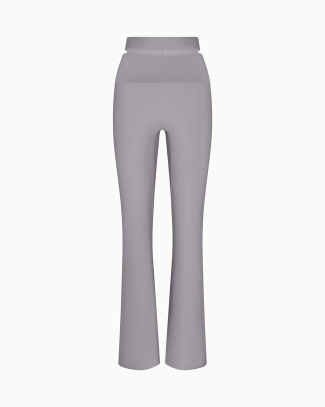 Sleek Stretch Cutout Foldover Pant | Steel Grey