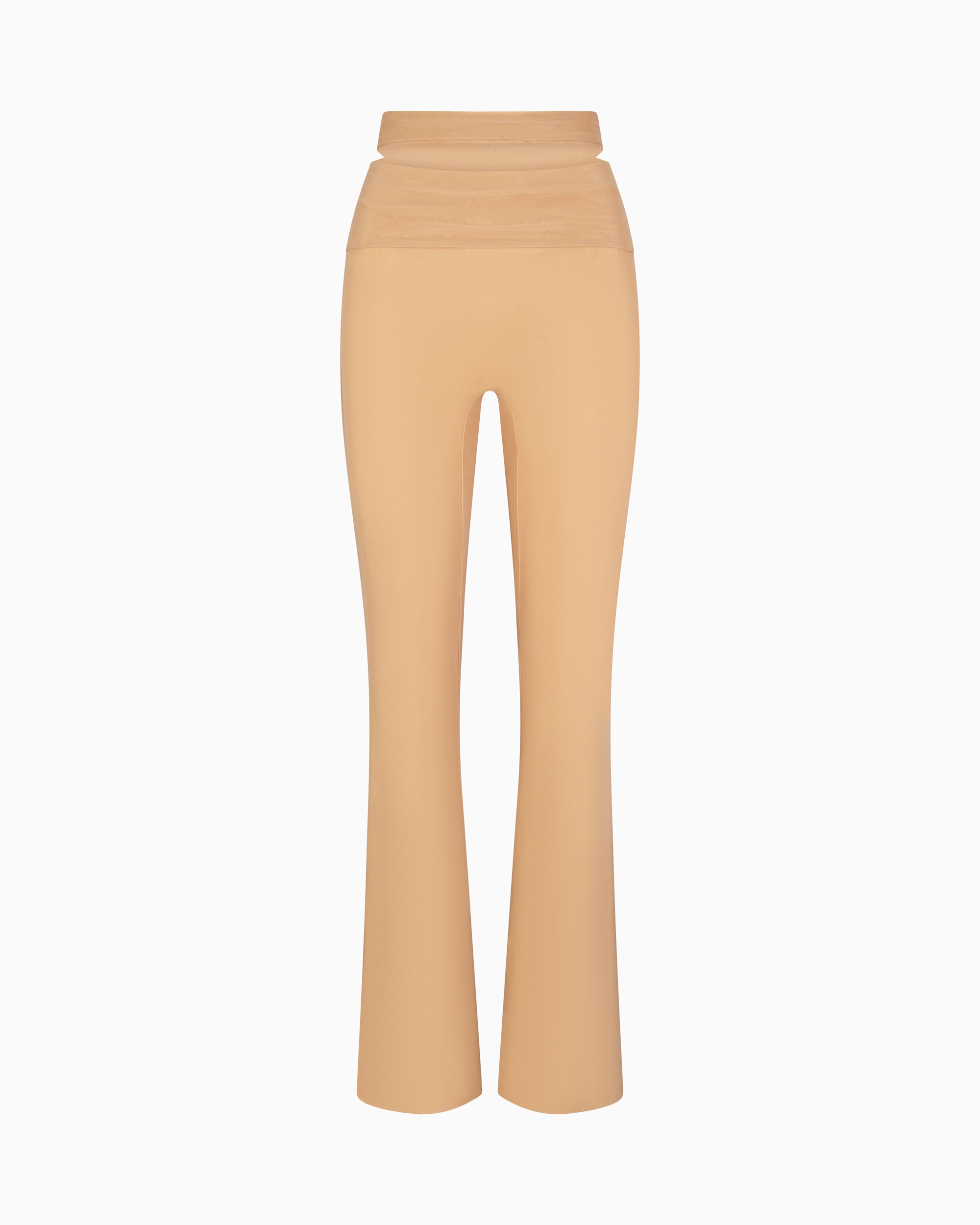 Mesh Stretch Cutout Foldover Pant | Nude