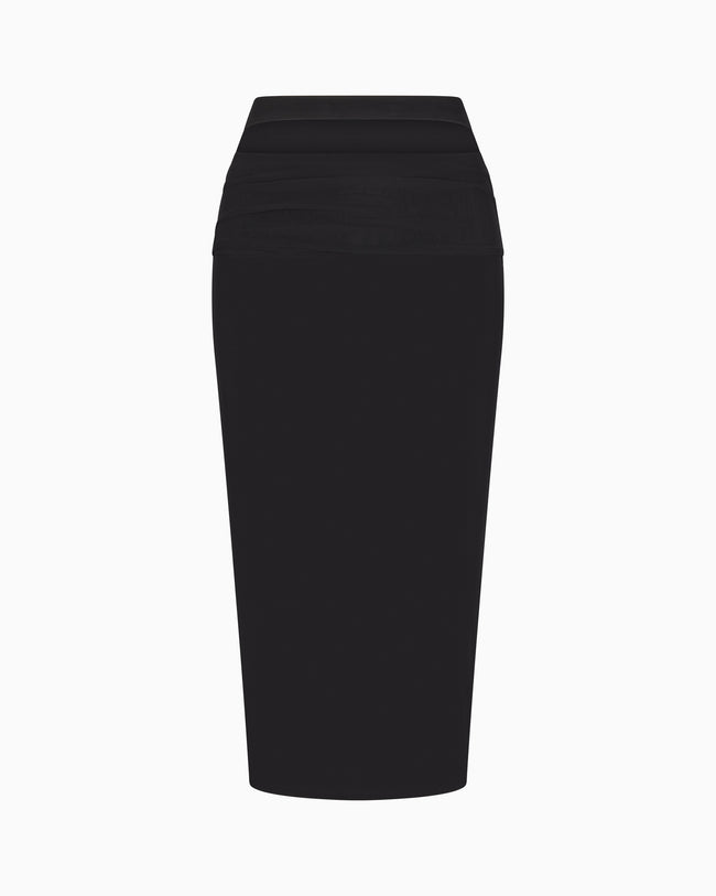 Mesh Stretch Cutout Skirt | Black