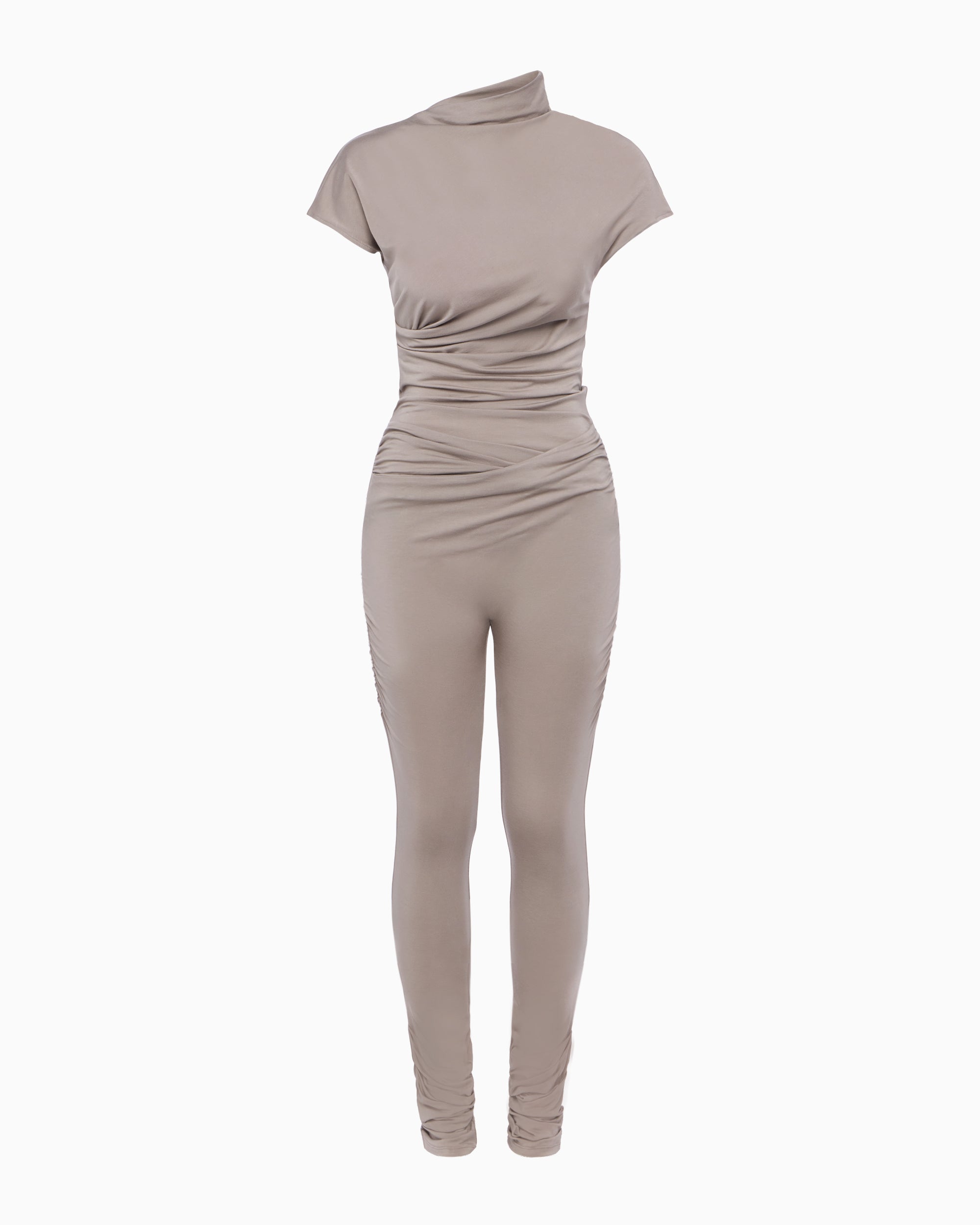 Draped Asymmetrical Catsuit | Ash